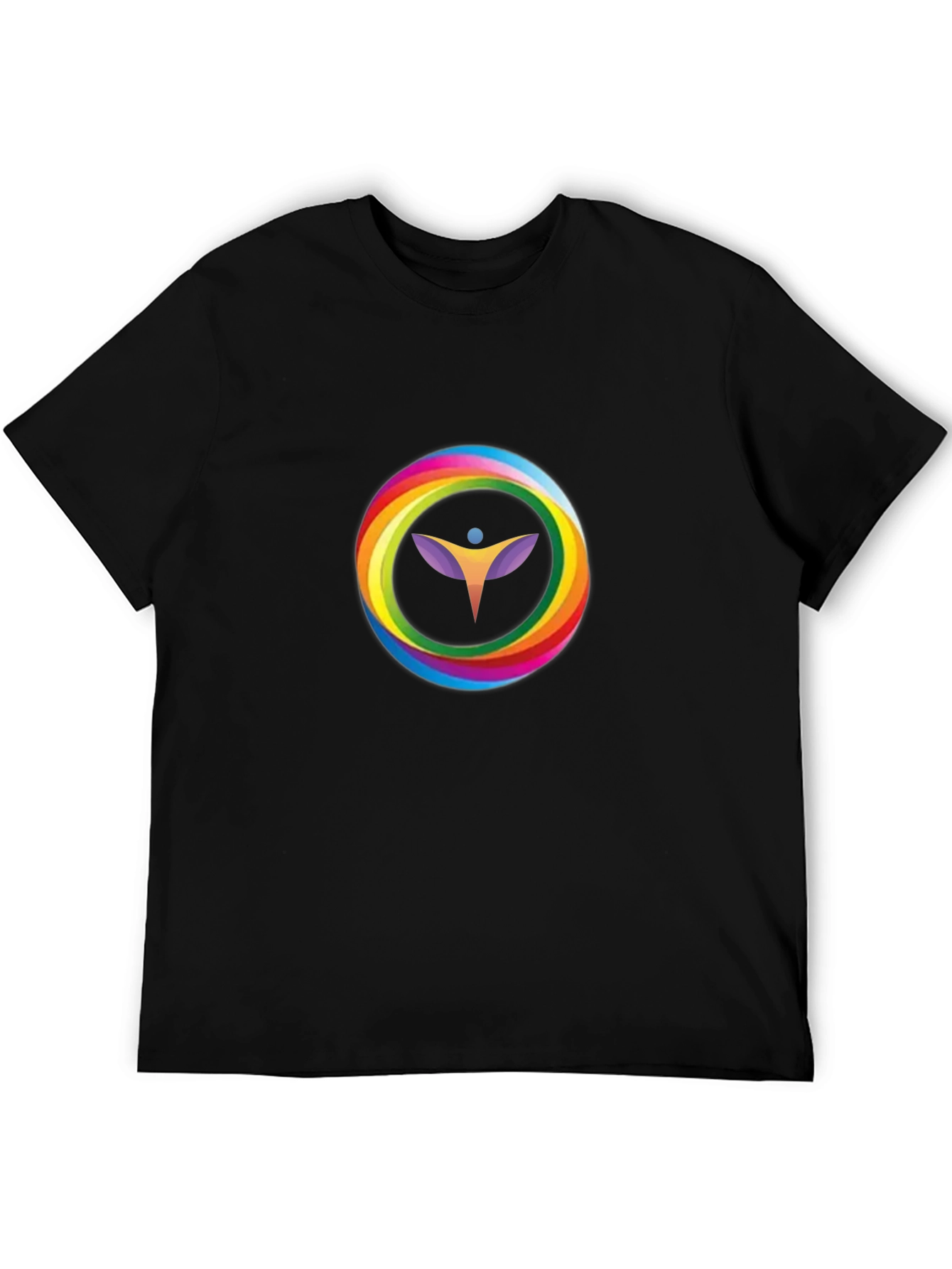 Rainbow Circle Graphic Black T-Shirt