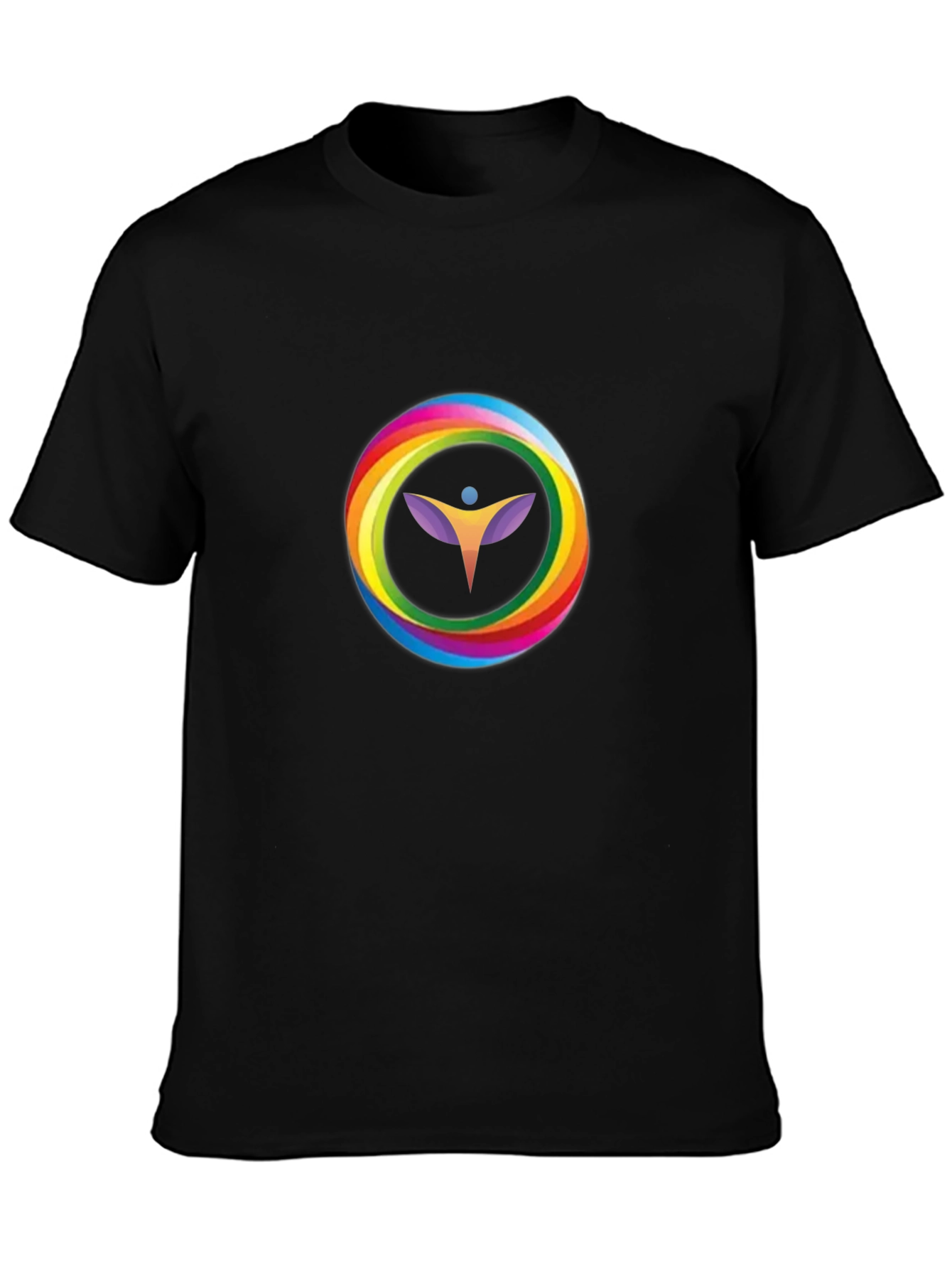 Rainbow Circle Graphic Black T-Shirt