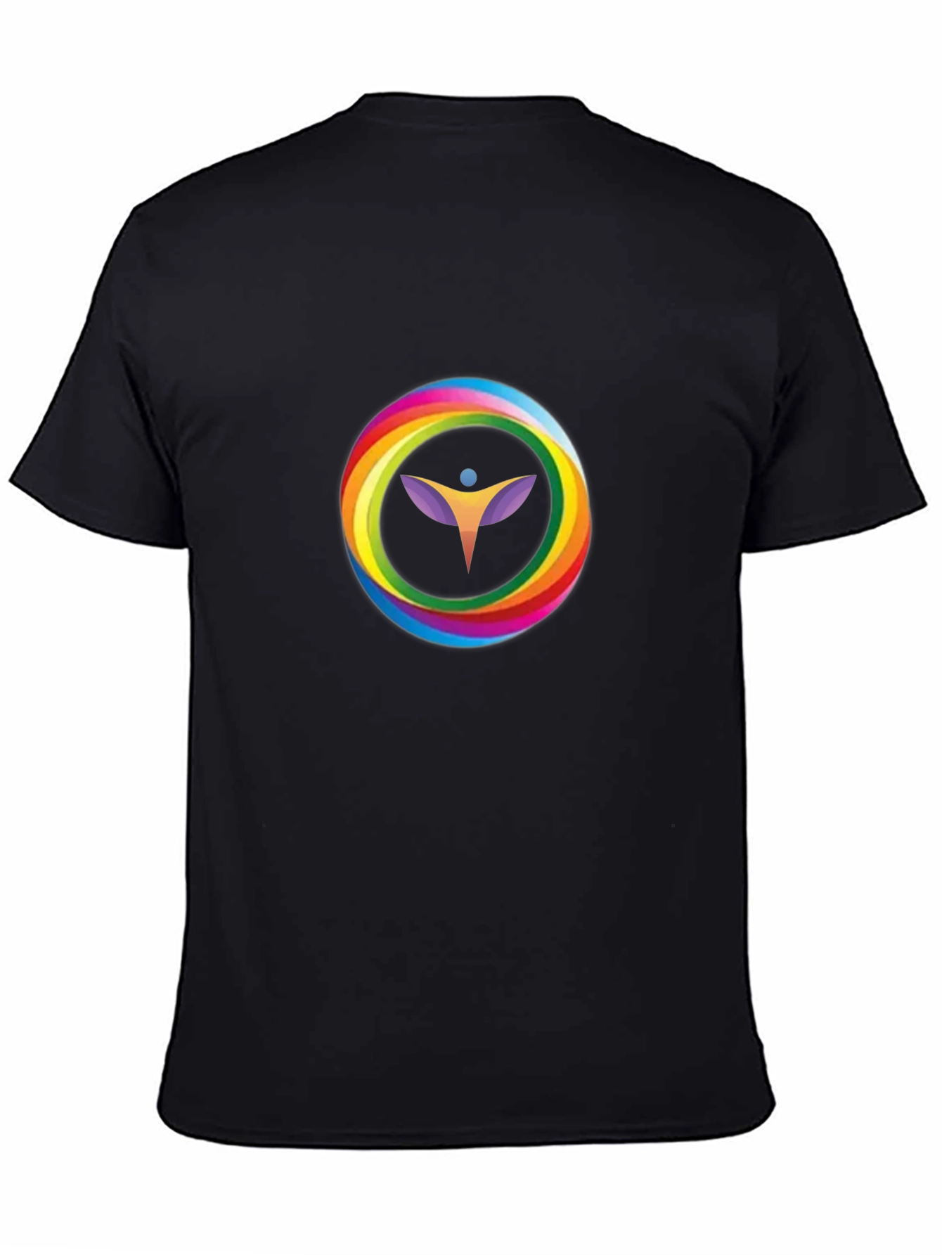 Rainbow Circle Graphic Black T-Shirt