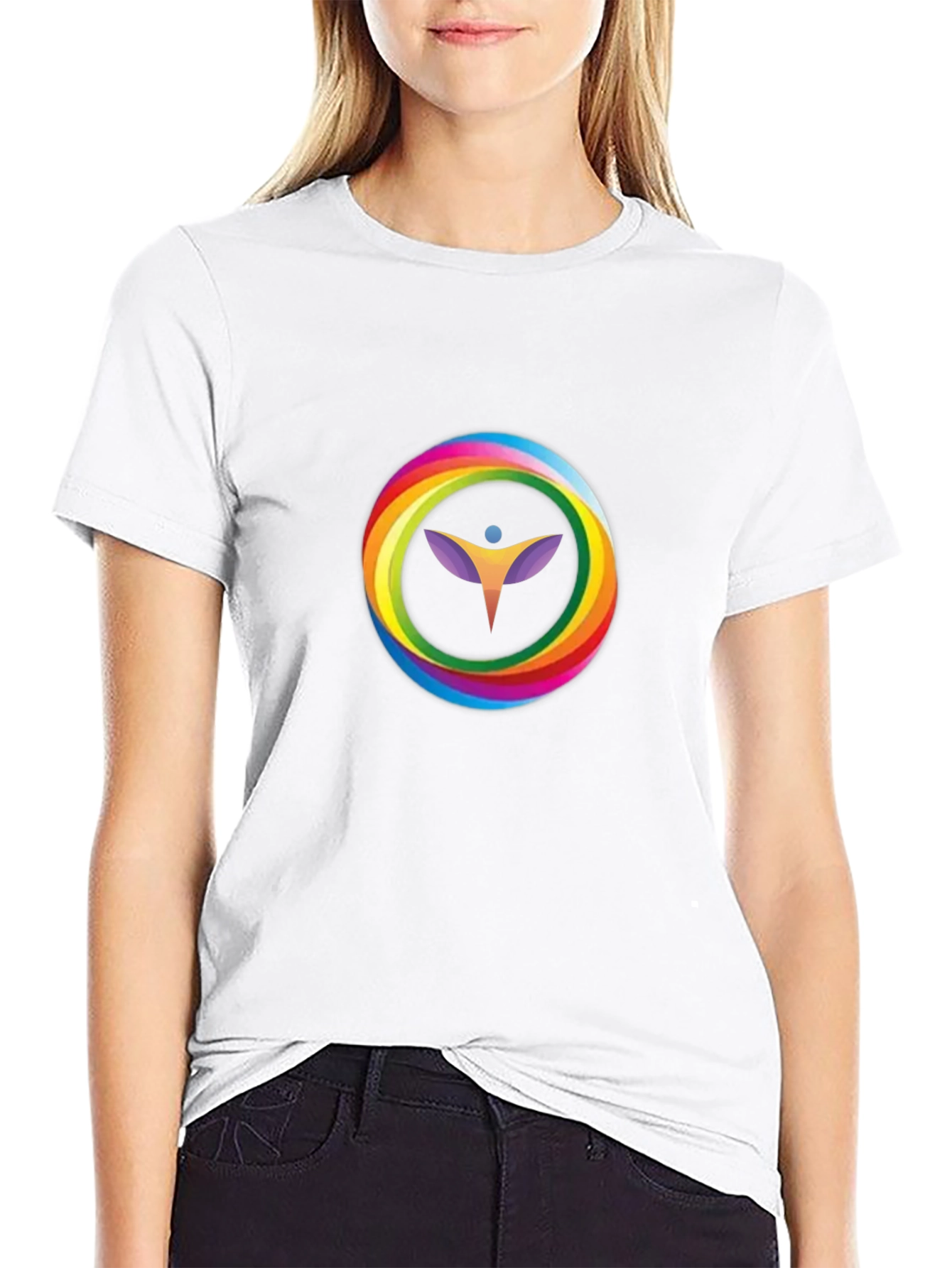 Rainbow Circle Graphic Black T-Shirt