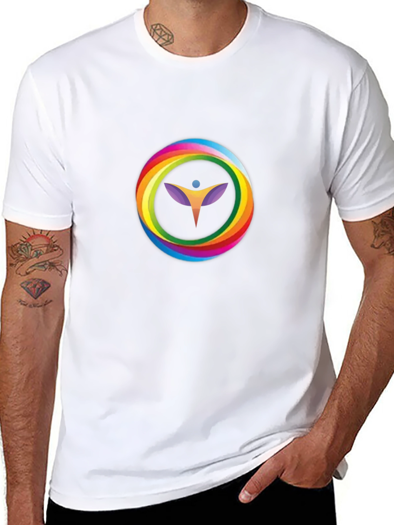 Rainbow Circle Graphic Black T-Shirt