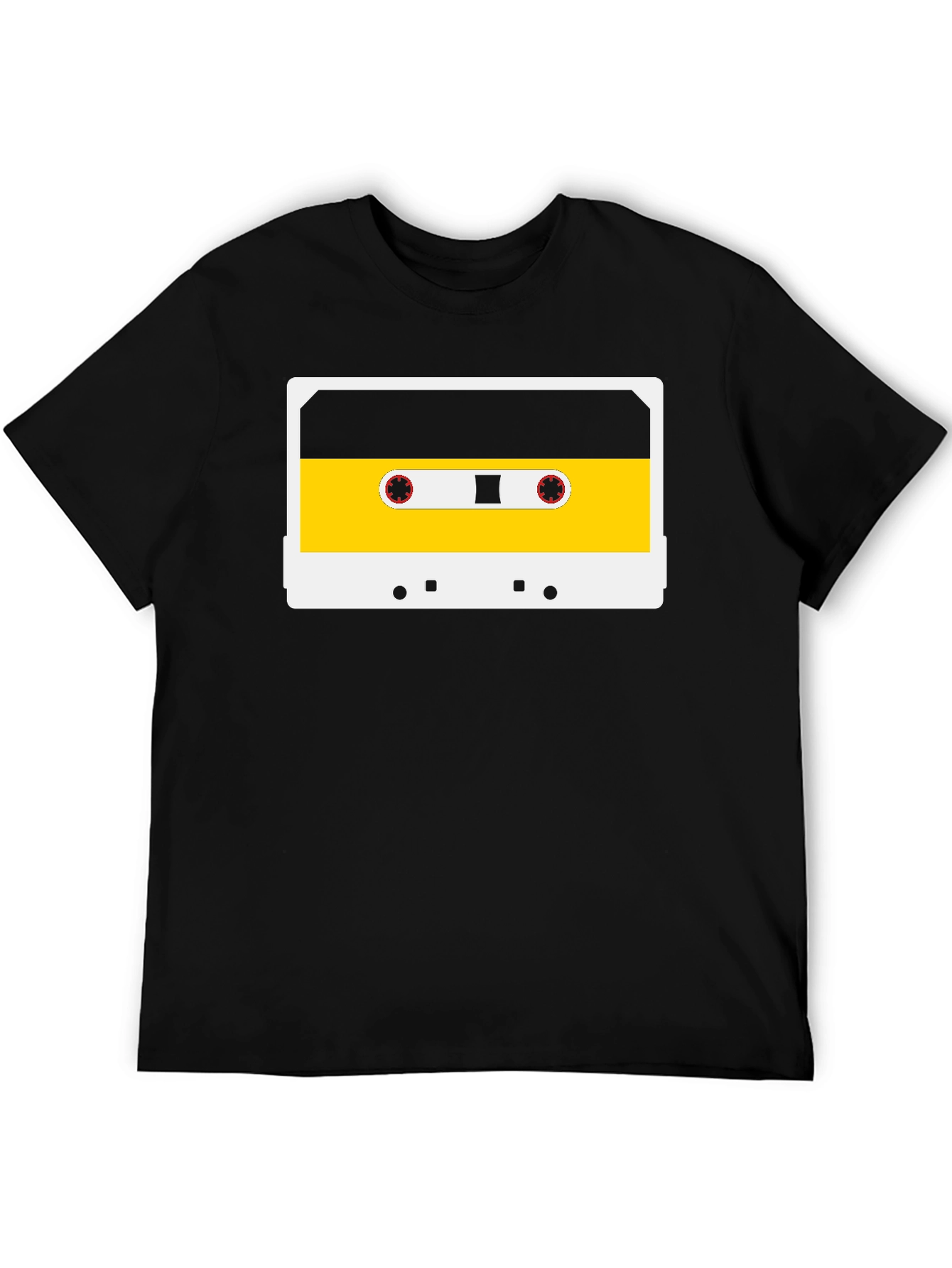 Retro Cassette Tape Graphic Tee - Black Cotton