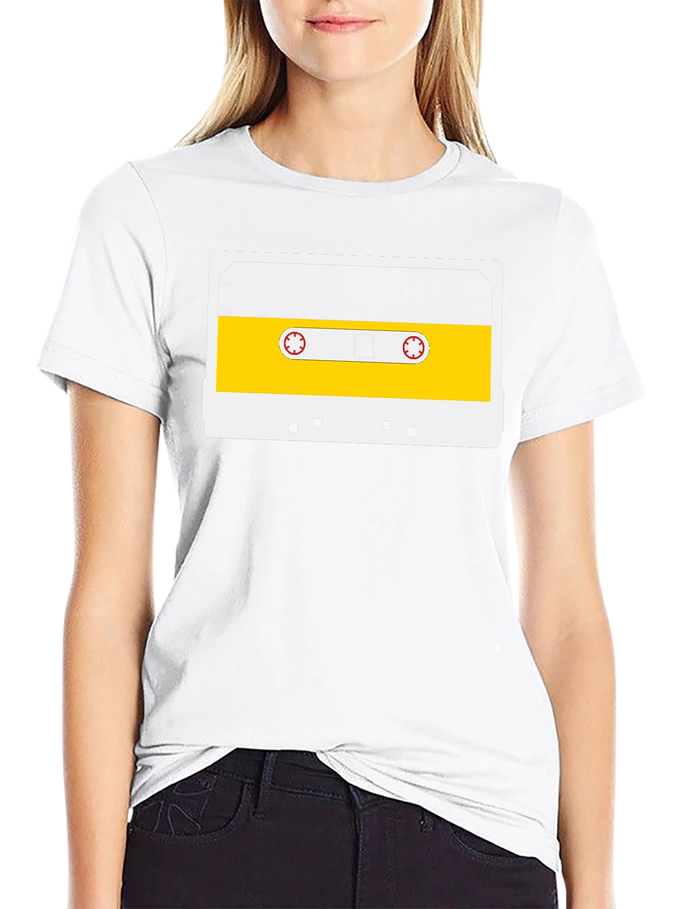 Retro Cassette Tape Graphic Tee - Black Cotton