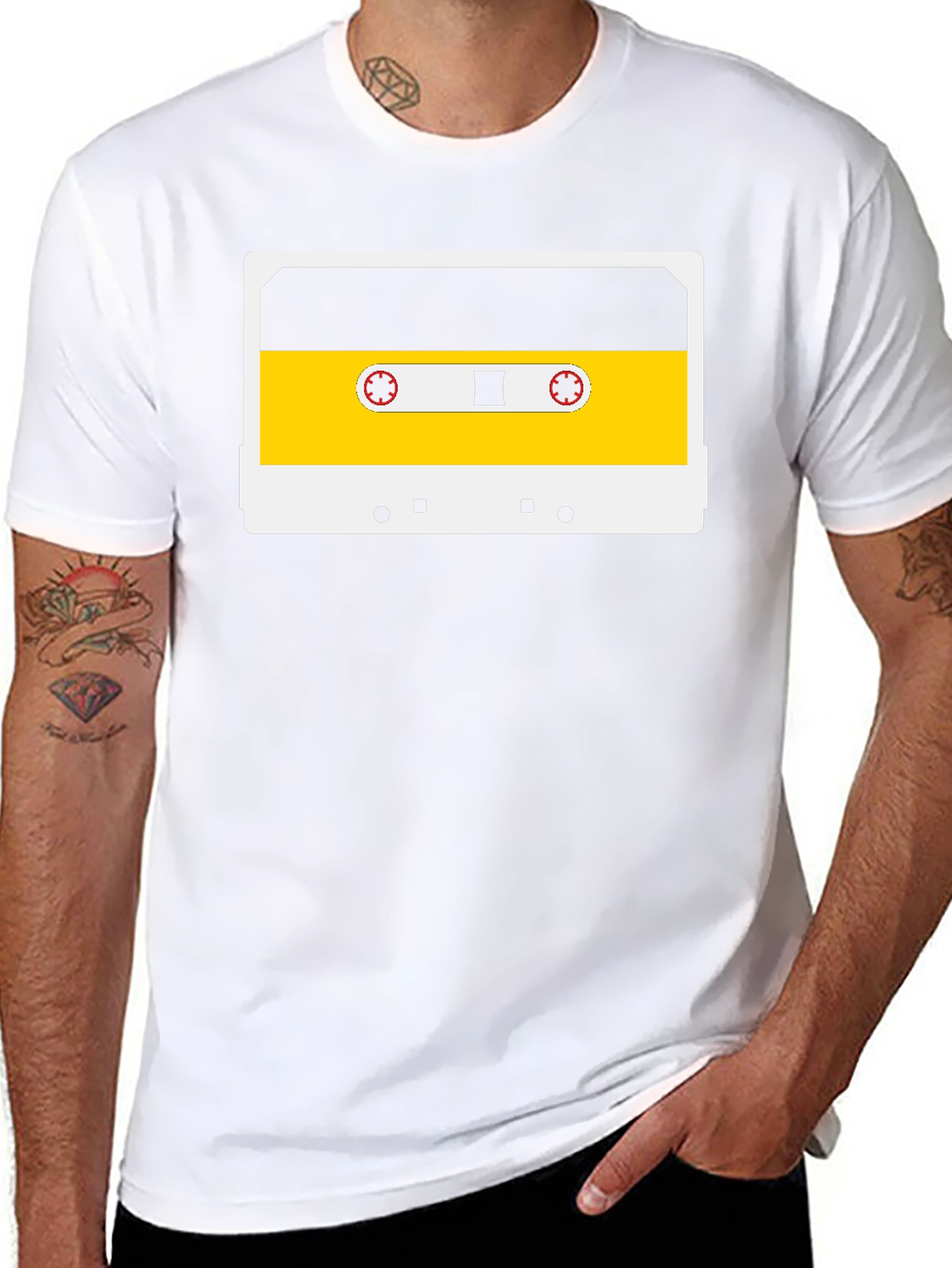 Retro Cassette Tape Graphic Tee - Black Cotton