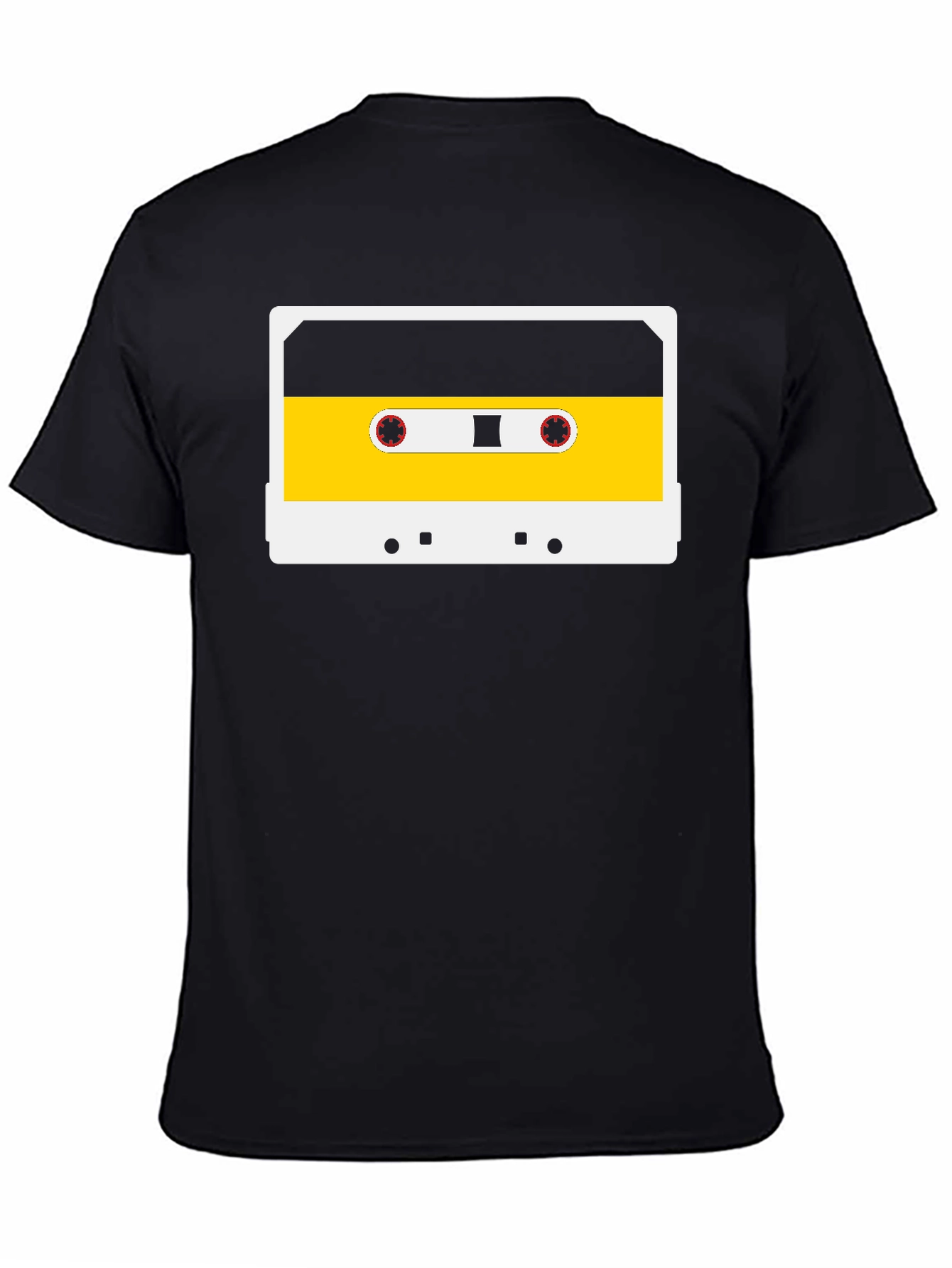 Retro Cassette Tape Graphic Tee - Black Cotton
