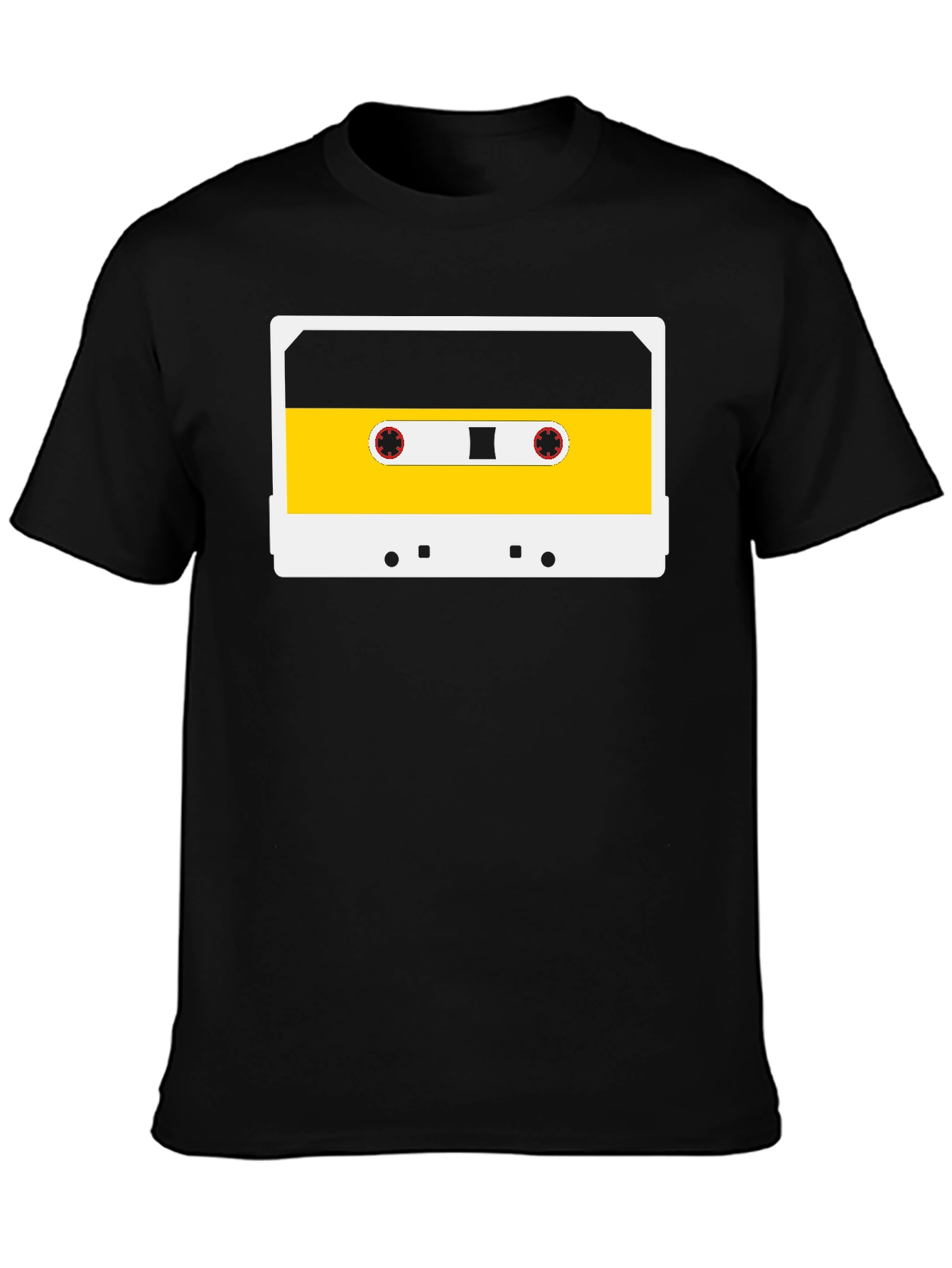 Retro Cassette Tape Graphic Tee - Black Cotton