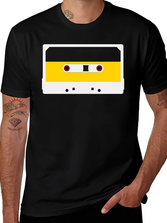 Retro Cassette Tape Graphic Tee - Black Cotton