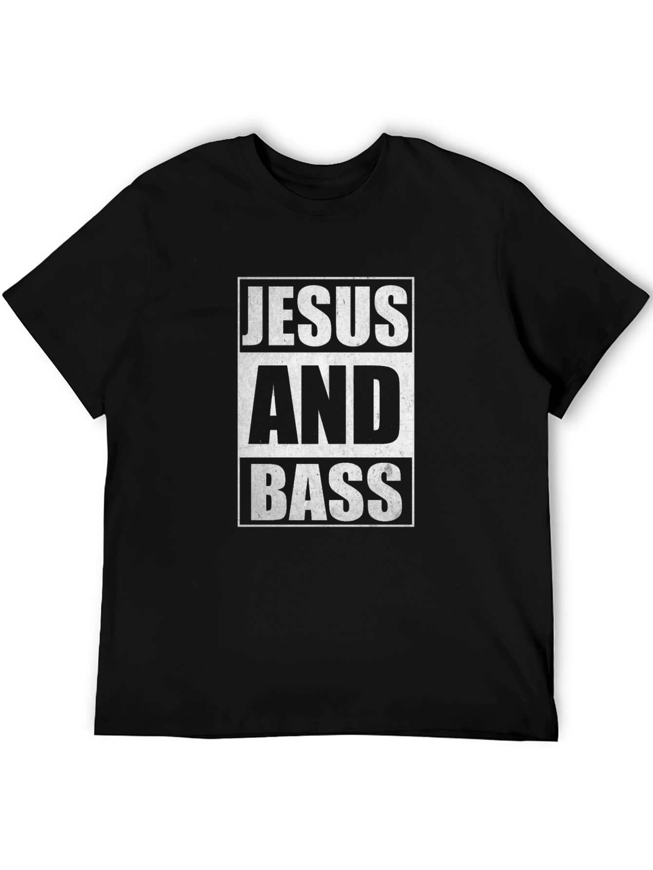 Jesus and Bass Graphic Tee - Black Cotton T-Shirt