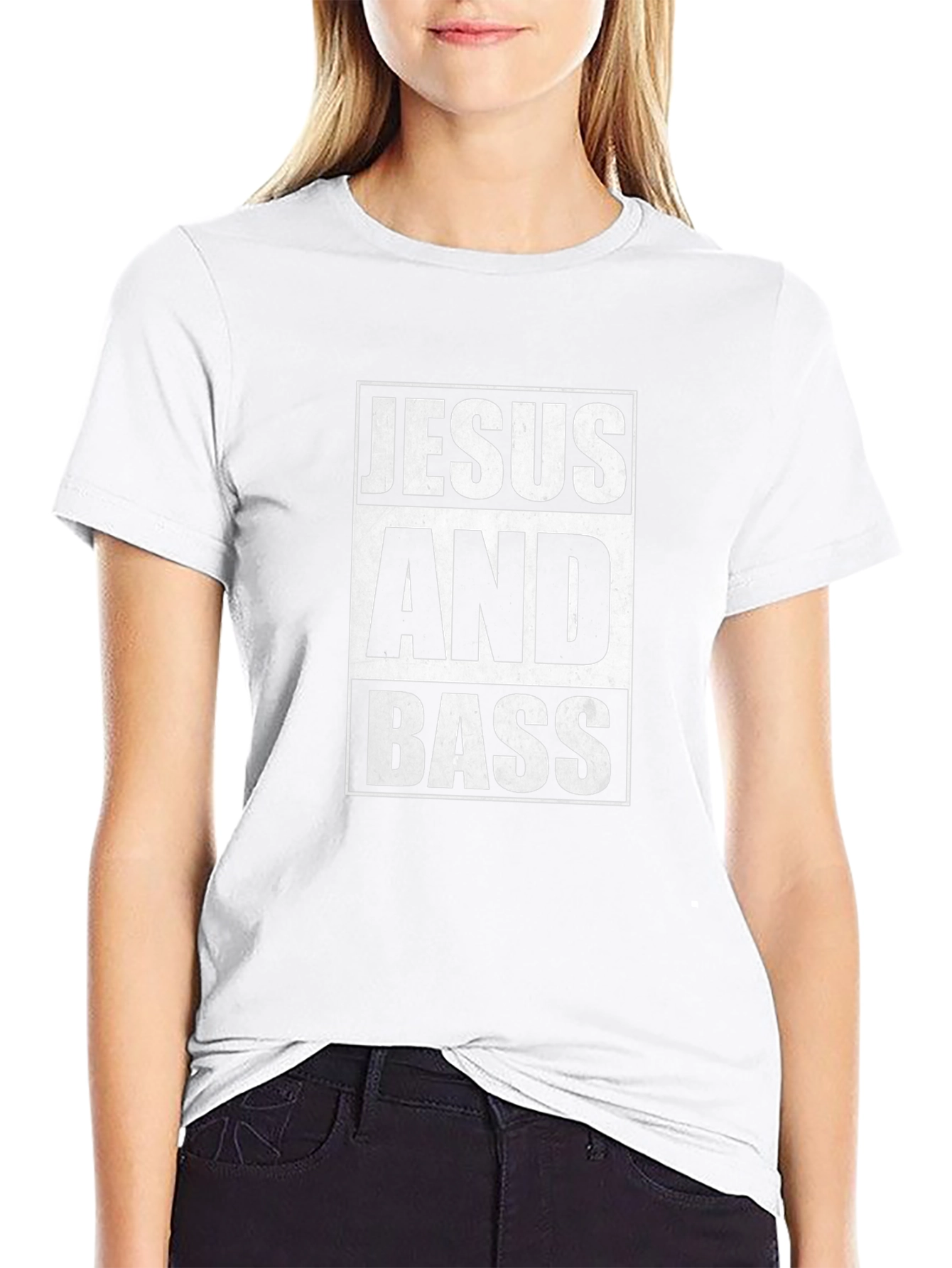 Jesus and Bass Graphic Tee - Black Cotton T-Shirt