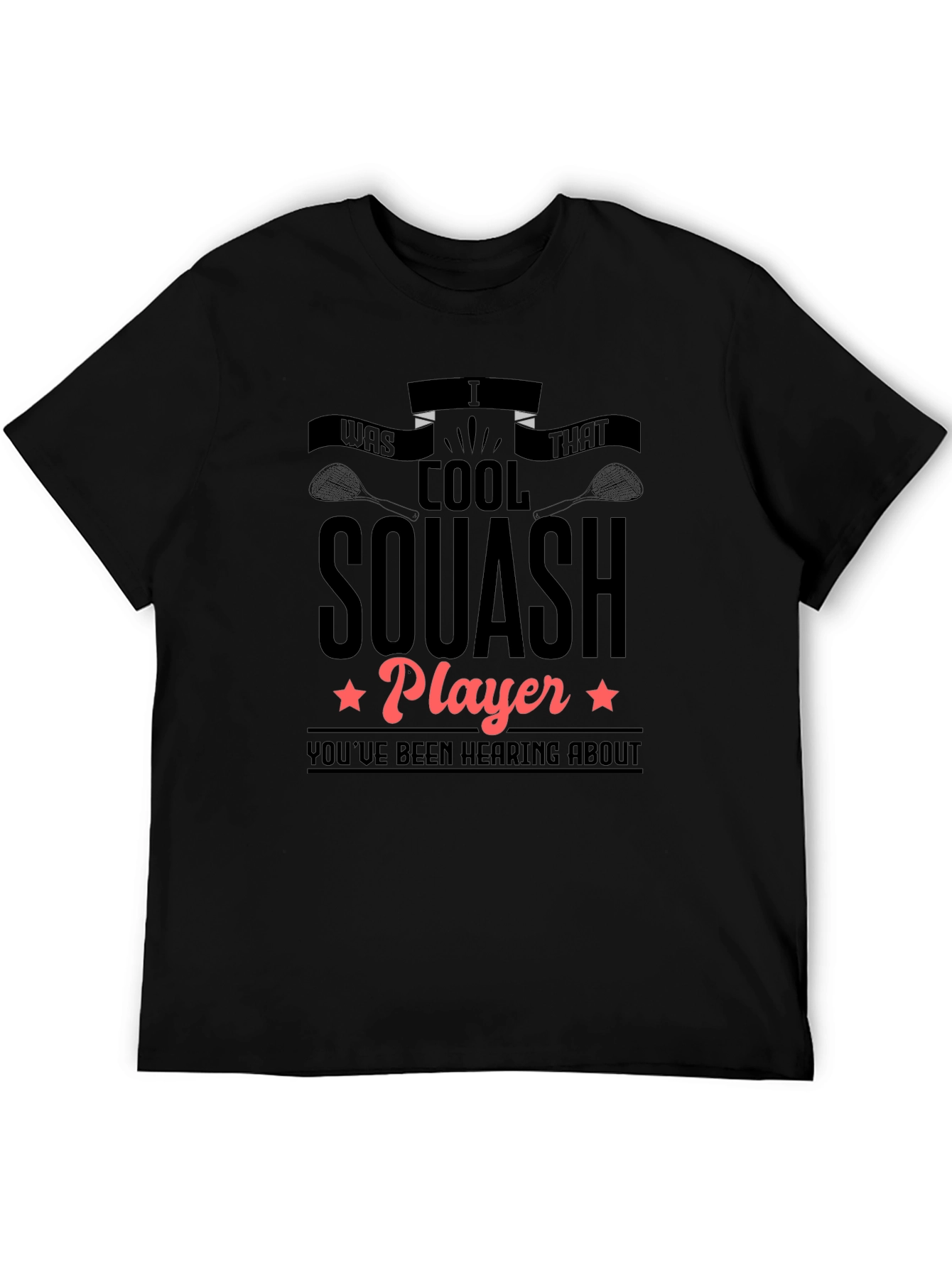 Cool Squash Player Graphic Tee - Black Cotton T-Shirt