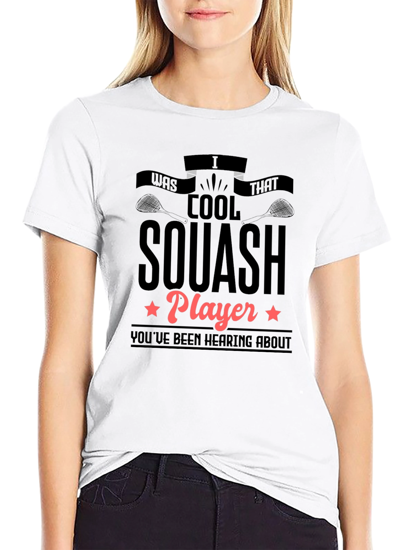 Cool Squash Player Graphic Tee - Black Cotton T-Shirt