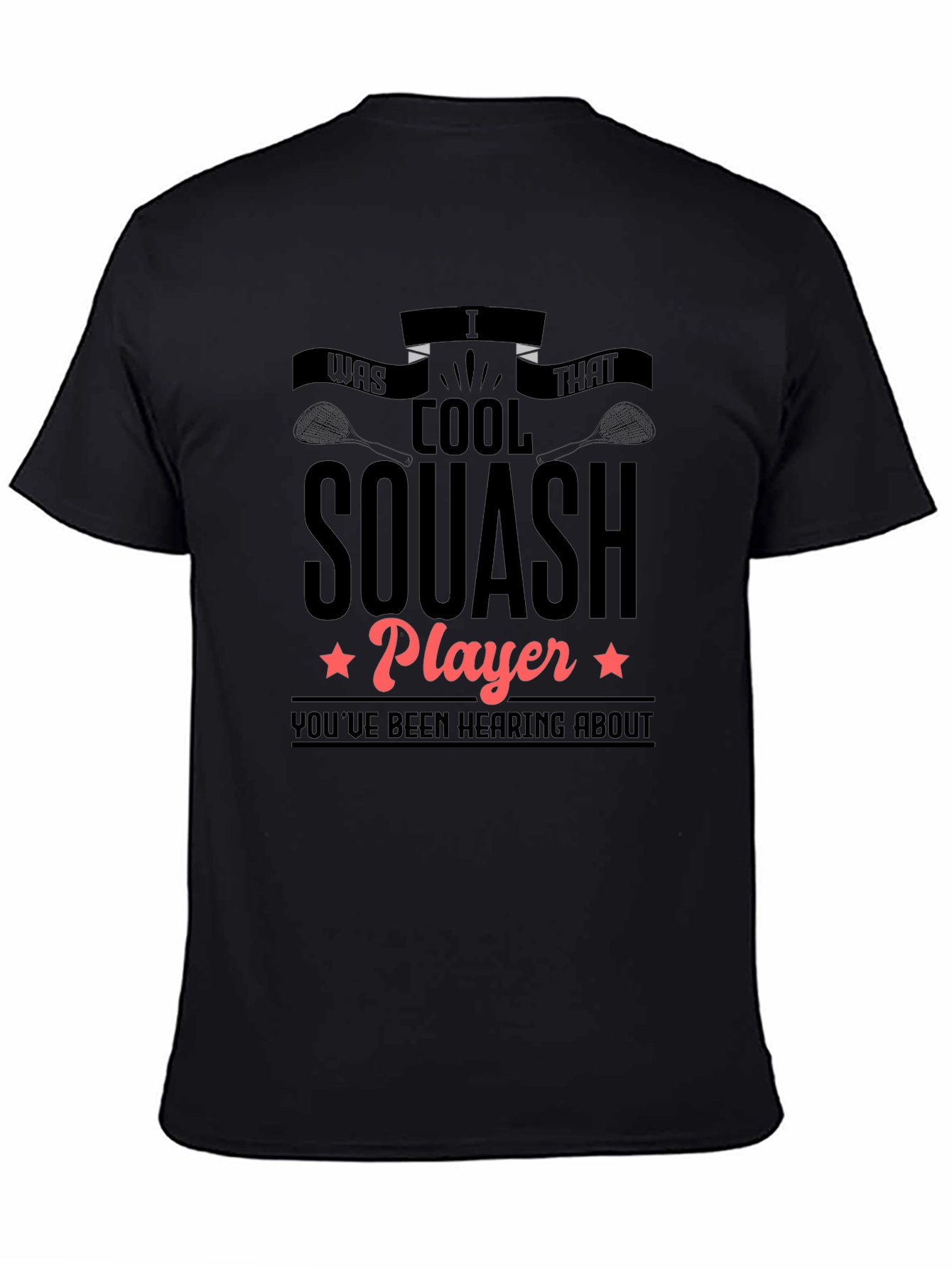 Cool Squash Player Graphic Tee - Black Cotton T-Shirt