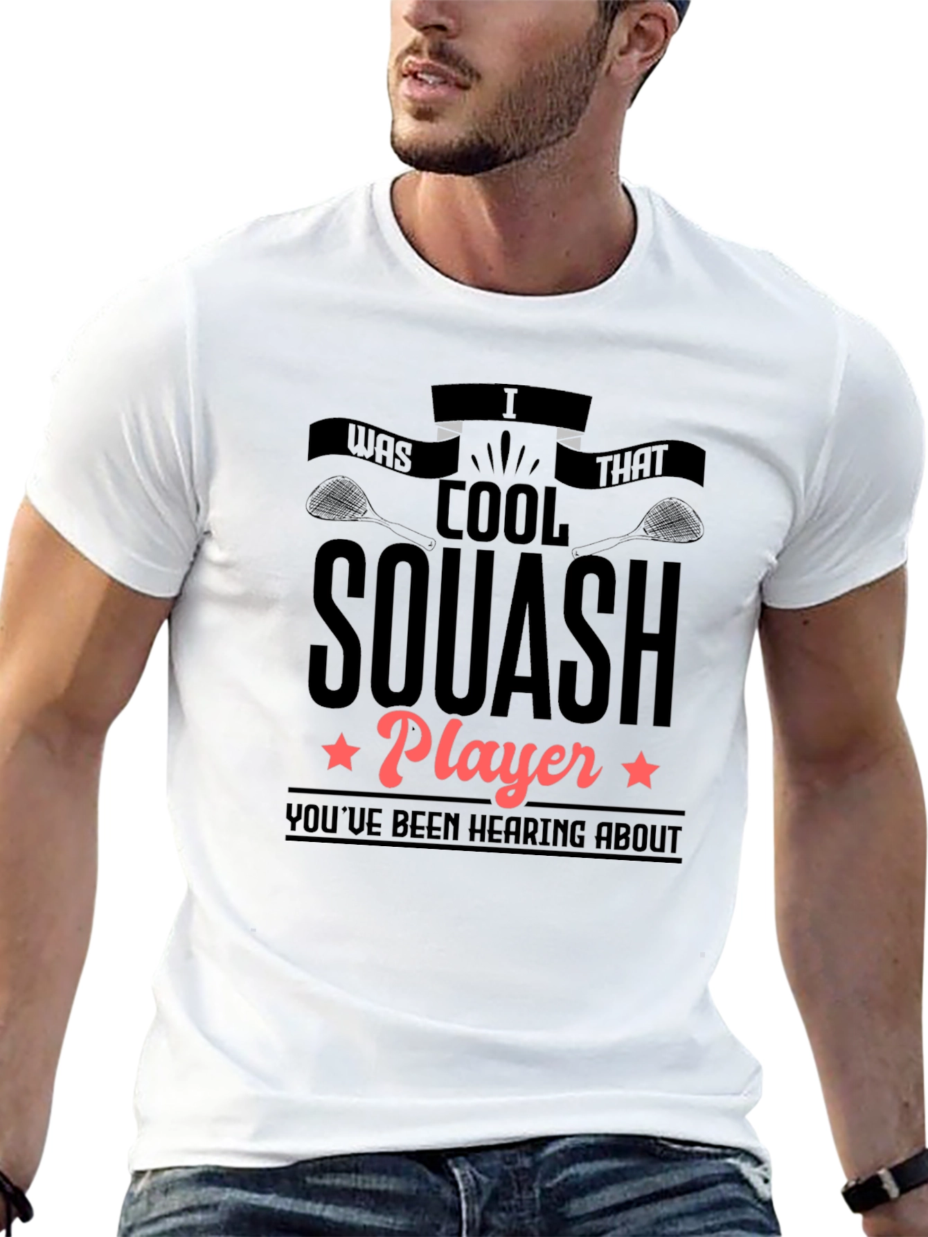 Cool Squash Player Graphic Tee - Black Cotton T-Shirt