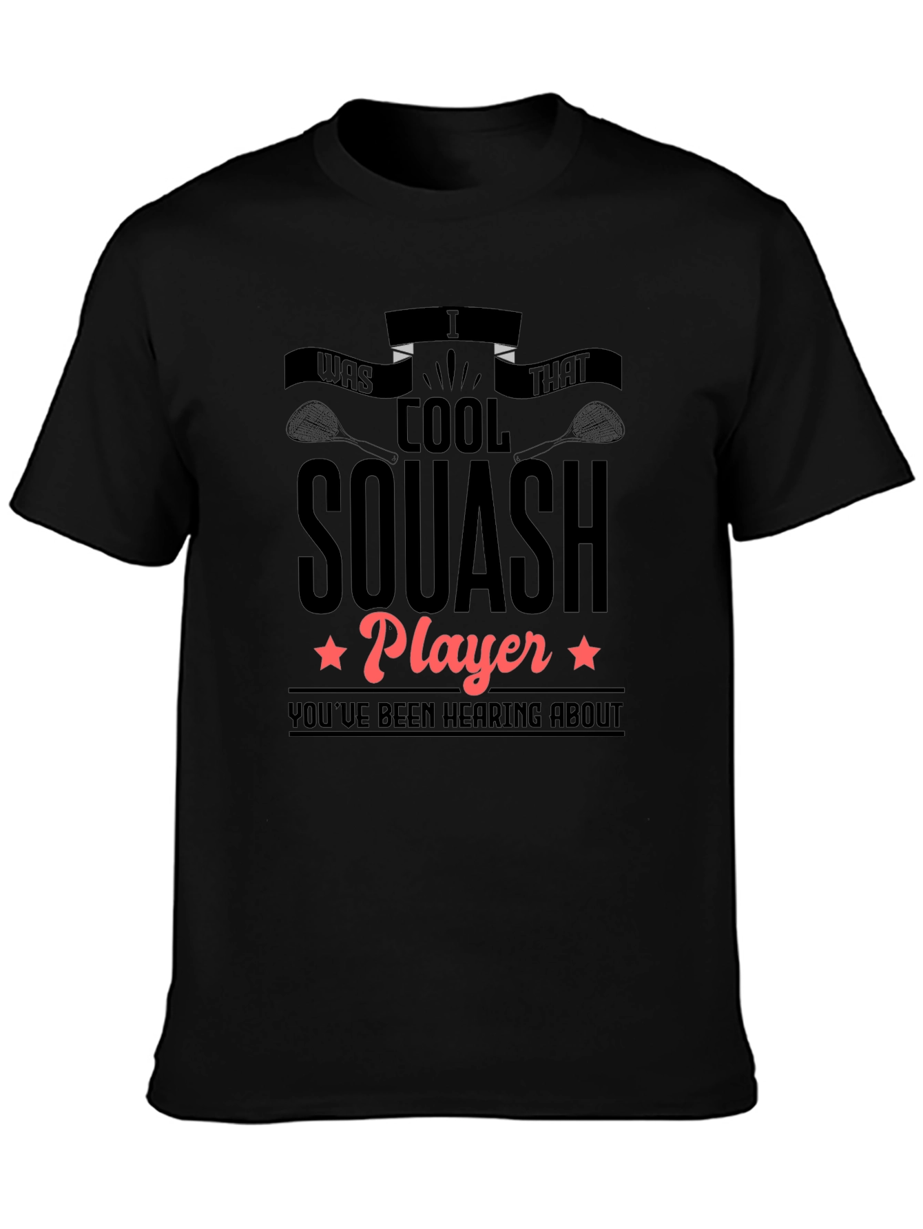 Cool Squash Player Graphic Tee - Black Cotton T-Shirt