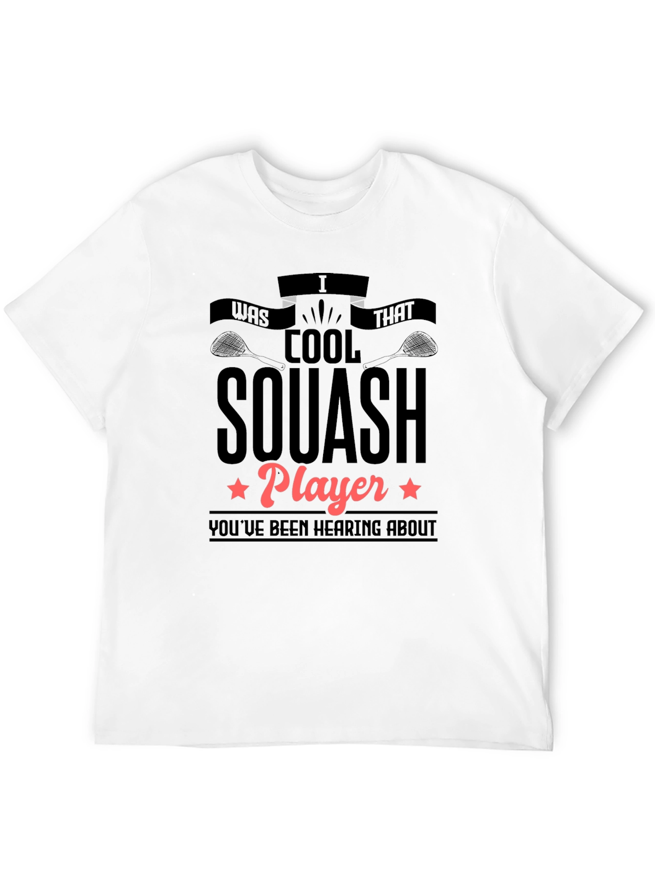 Cool Squash Player Graphic Tee - Black Cotton T-Shirt
