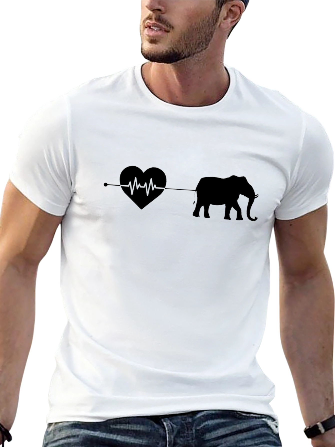 Elephant Heartbeat T-Shirt - Black