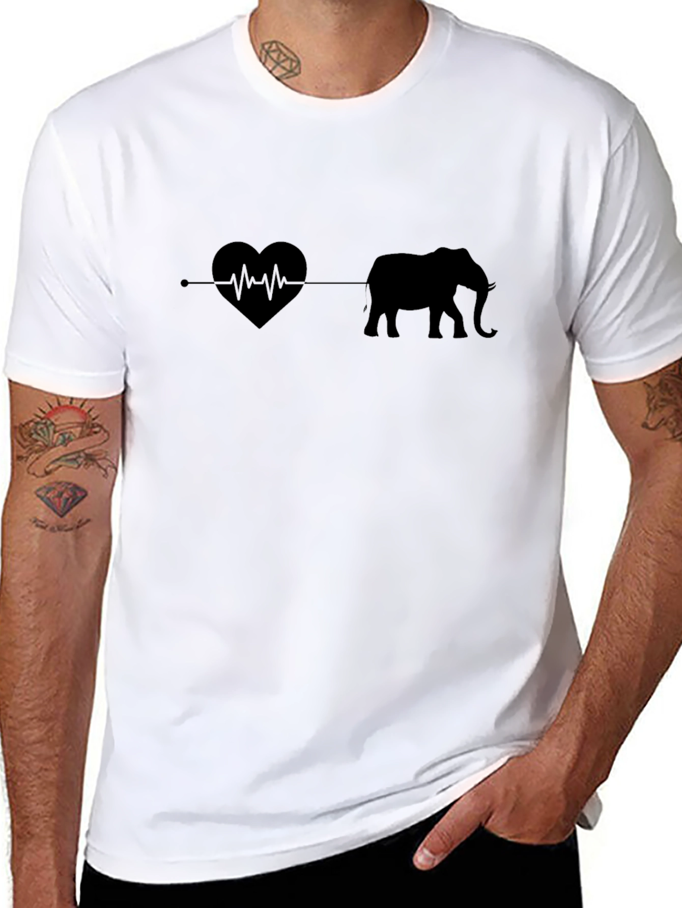 Elephant Heartbeat T-Shirt - Black