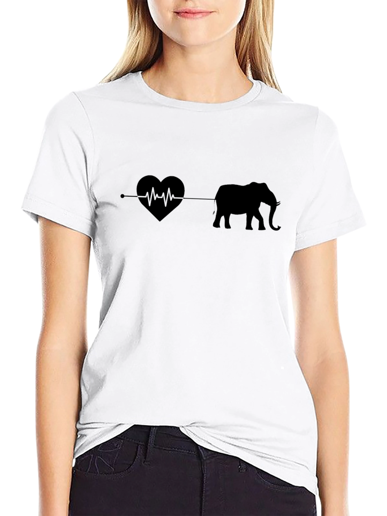 Elephant Heartbeat T-Shirt - Black