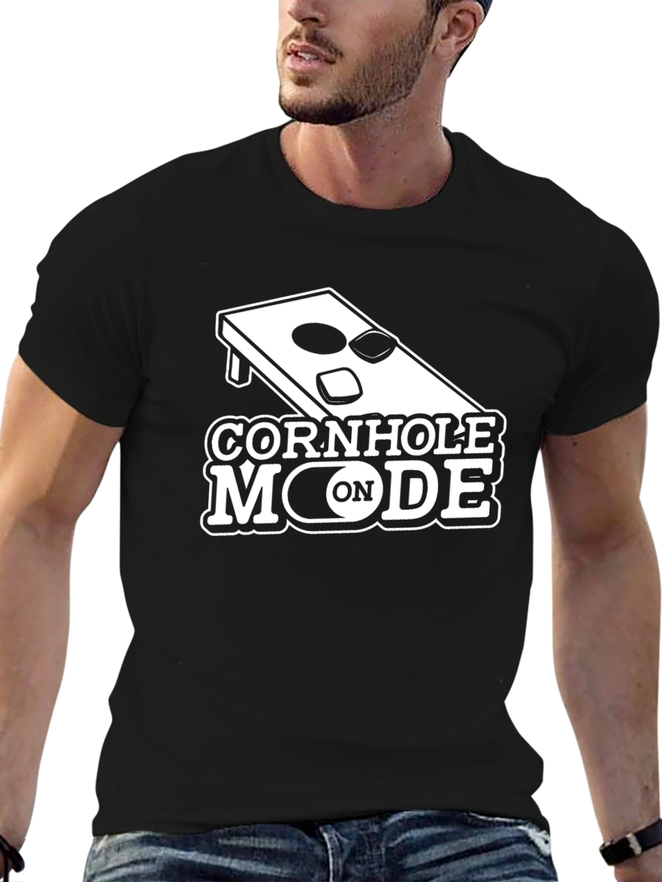 Cornhole Mode On Black Graphic Tee