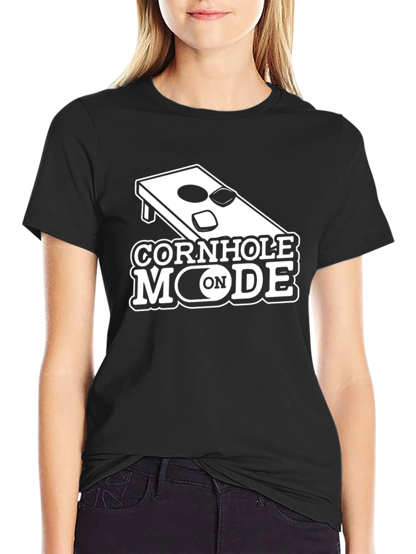 Cornhole Mode On Black Graphic Tee