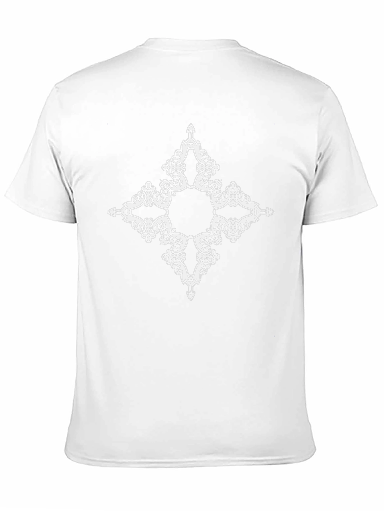 Mens Black T-Shirt with White Ornamental Diamond Design