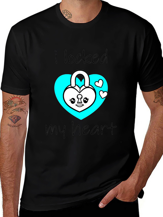 I Locked My Heart Graphic T-Shirt - Cute Heart Lock Tee