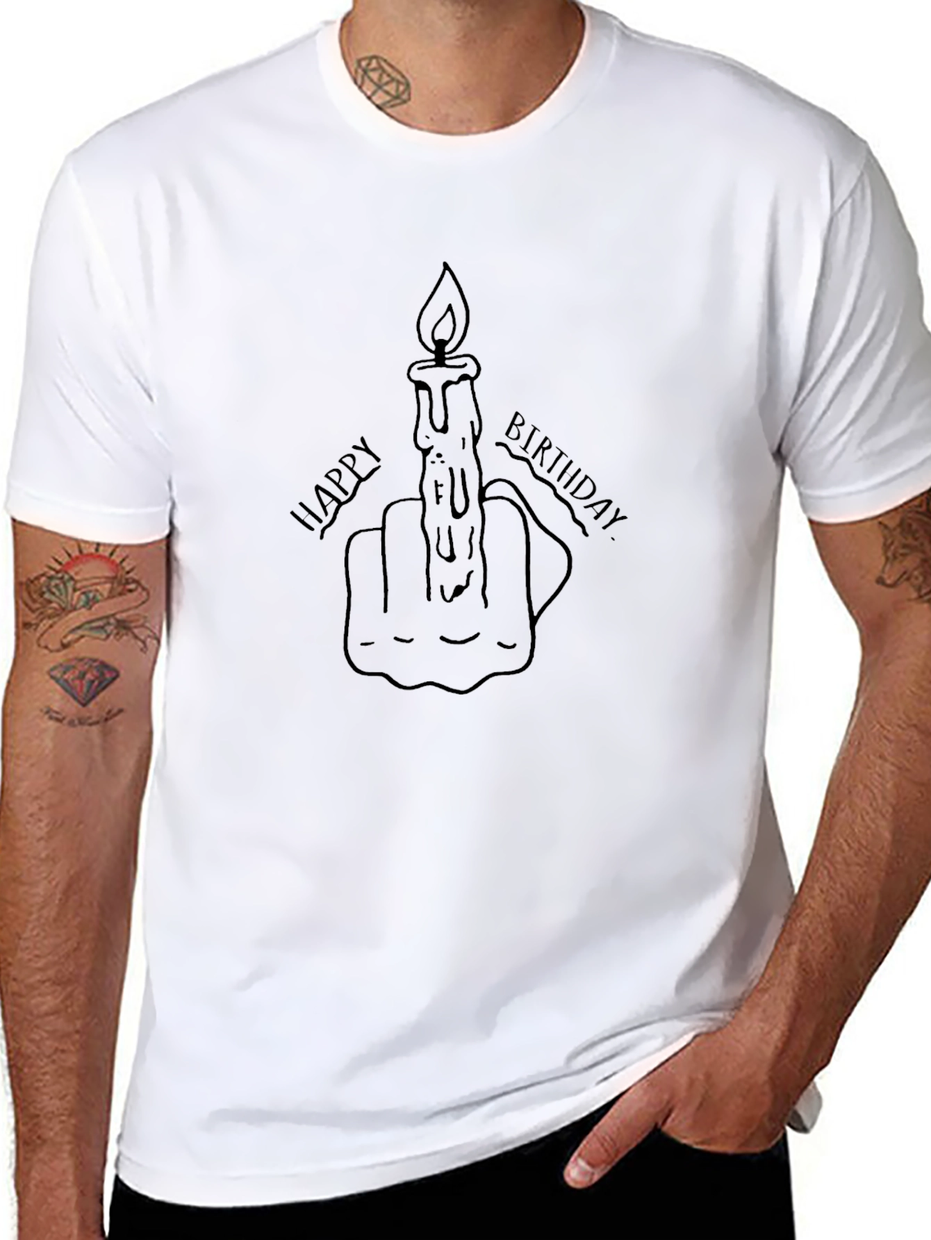 Happy Birthday Middle Finger Candle Graphic Tee