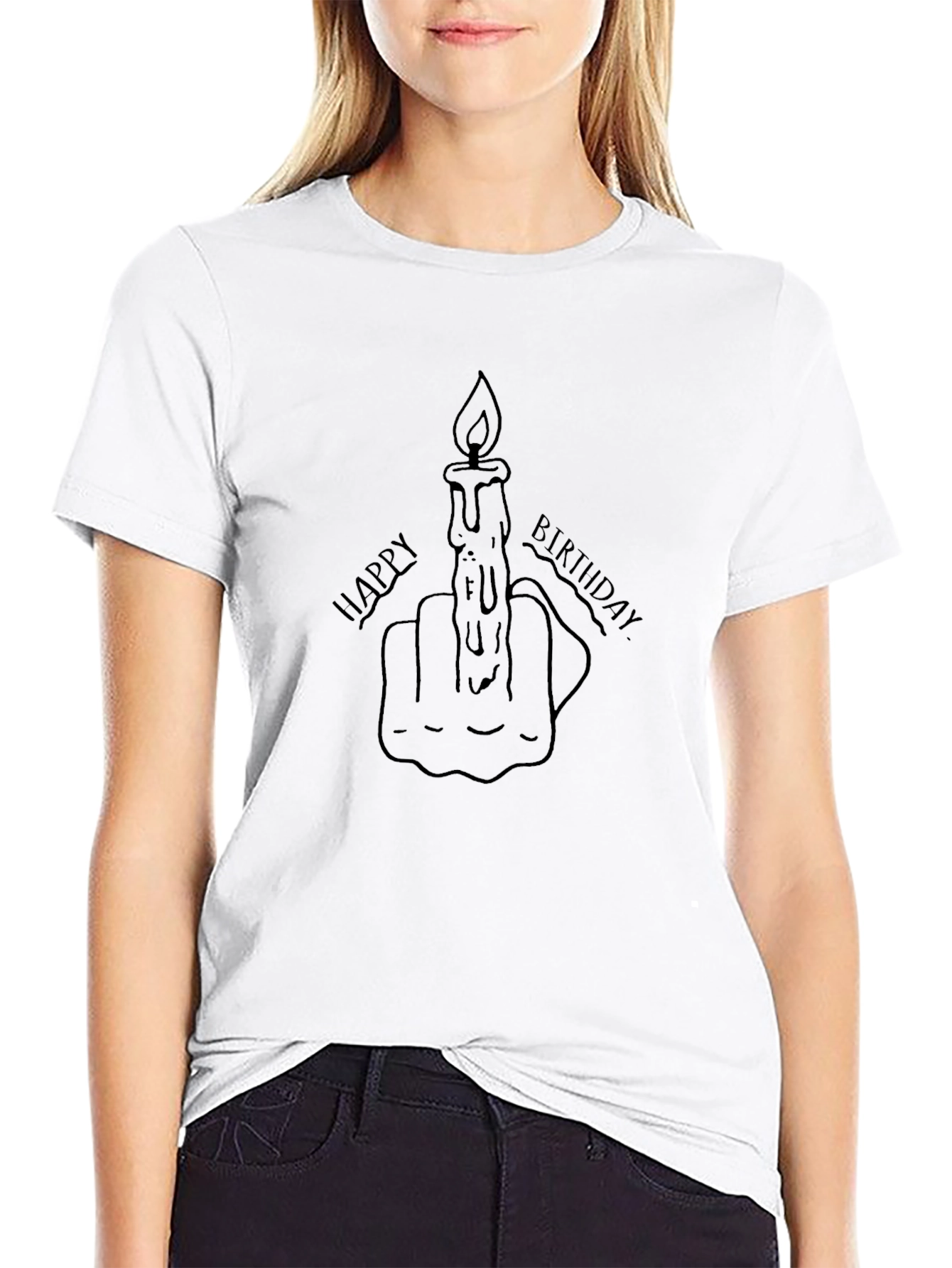Happy Birthday Middle Finger Candle Graphic Tee