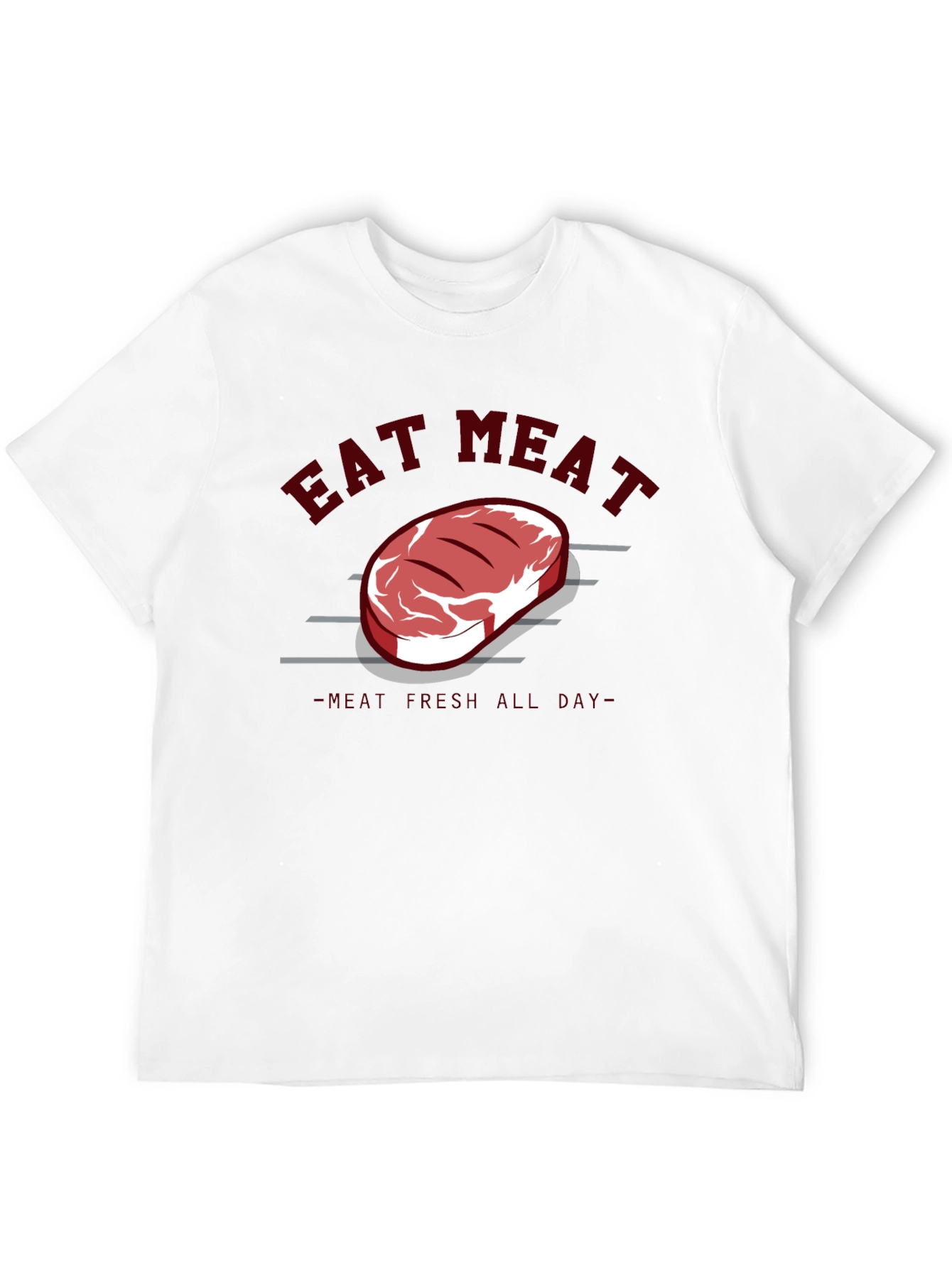 Eat Meat Steak Graphic Tee - Black Cotton T-Shirt