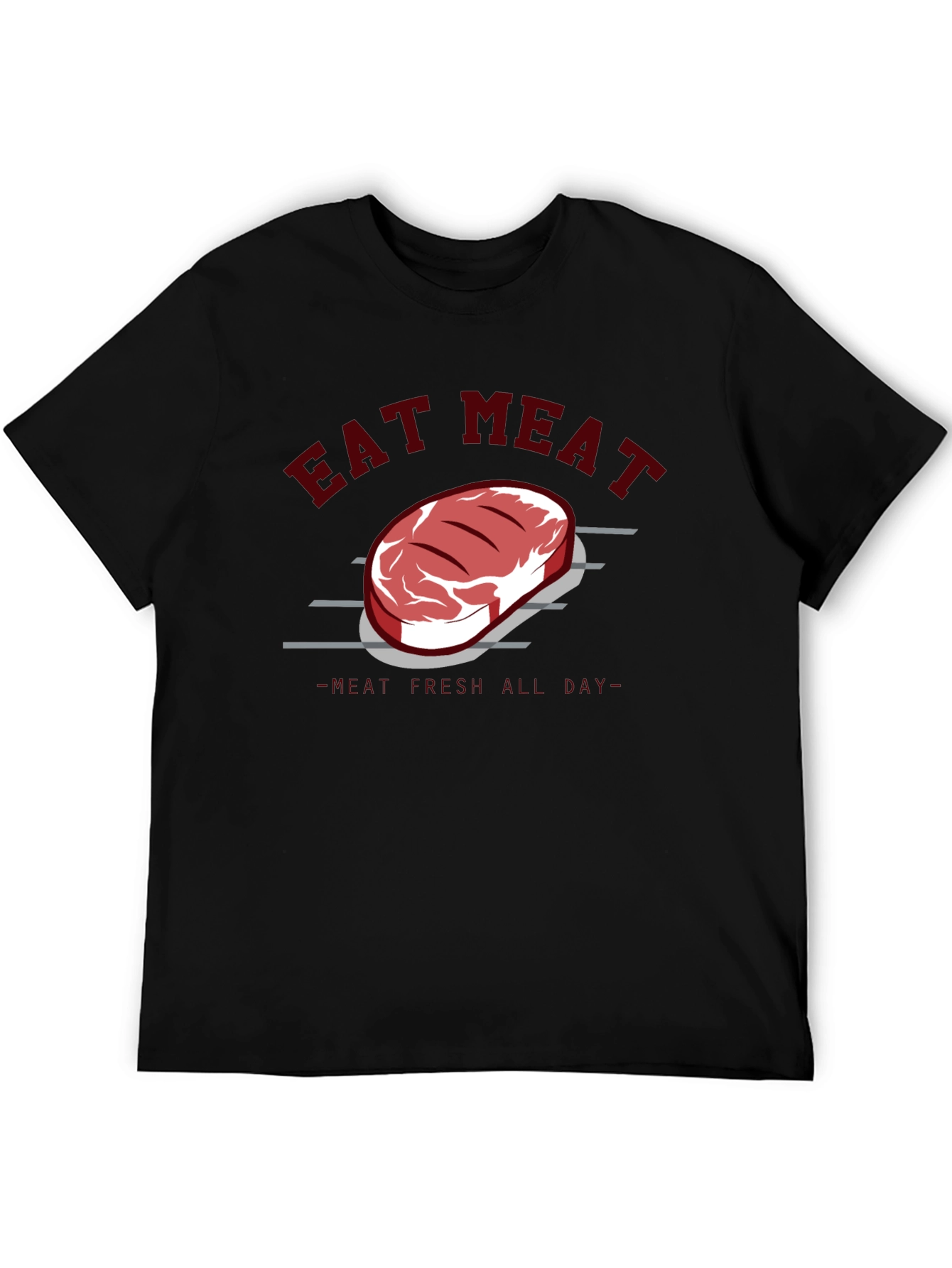 Eat Meat Steak Graphic Tee - Black Cotton T-Shirt
