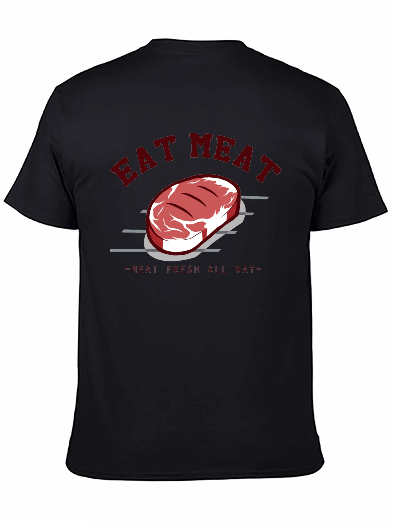 Eat Meat Steak Graphic Tee - Black Cotton T-Shirt