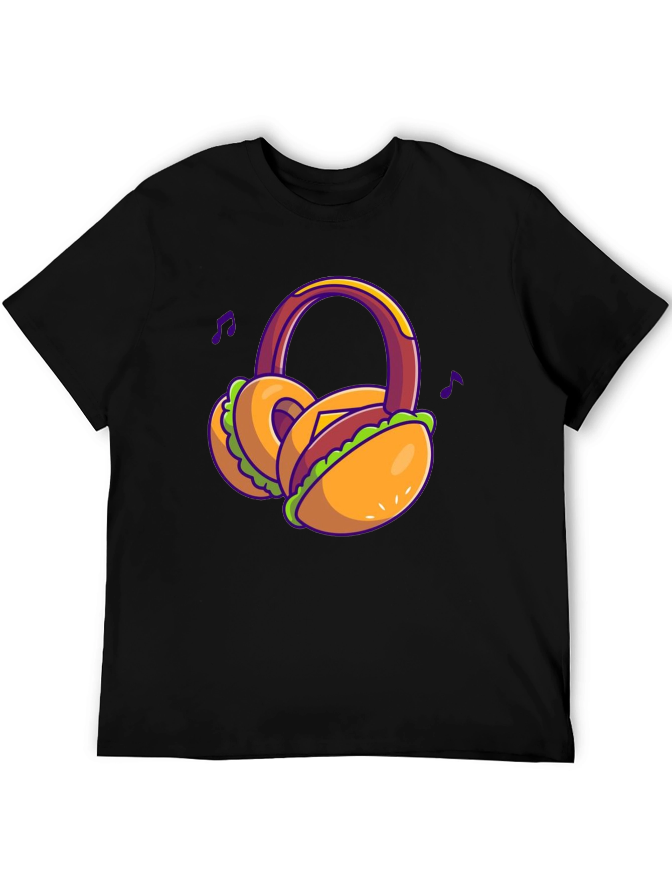 Novelty Burger Headphones T-Shirt - Black