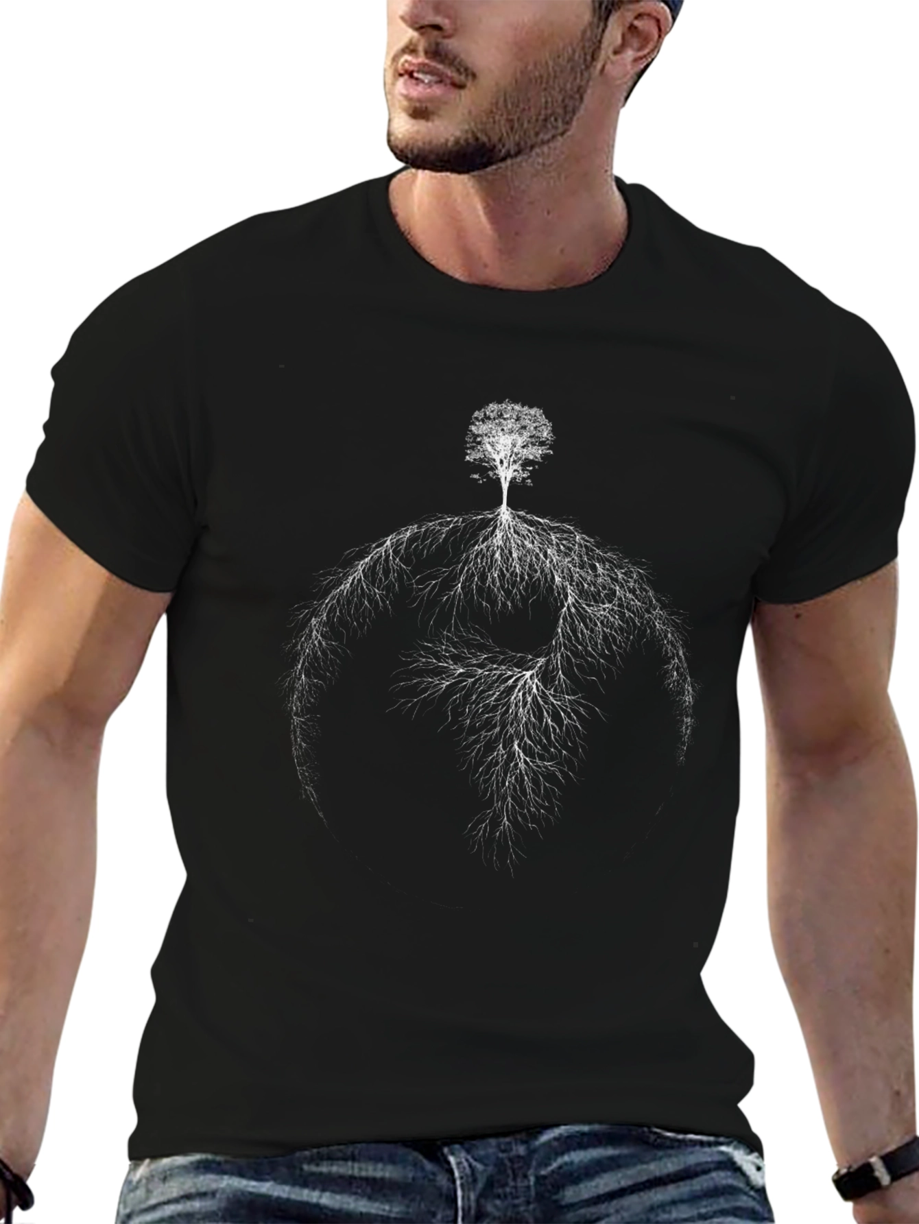 Tree of Life Black T-Shirt - Unique Root Design