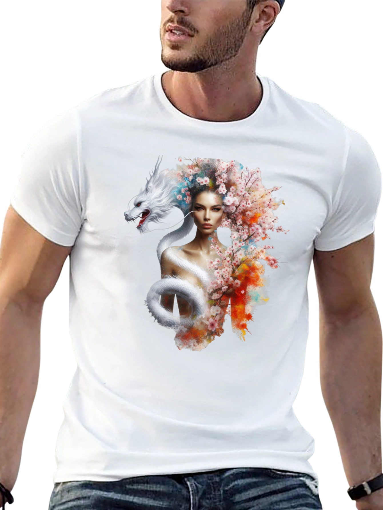 Dragon Woman Graphic Tee - Stylish Black T-Shirt