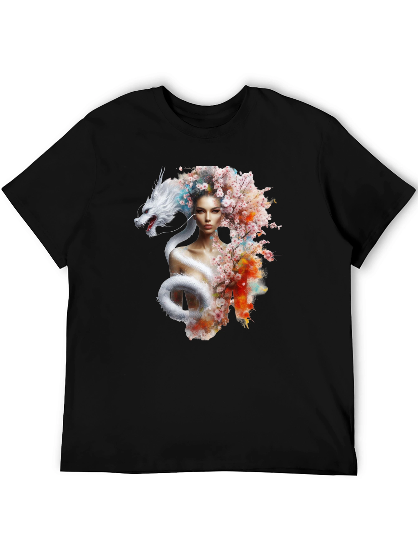 Dragon Woman Graphic Tee - Stylish Black T-Shirt