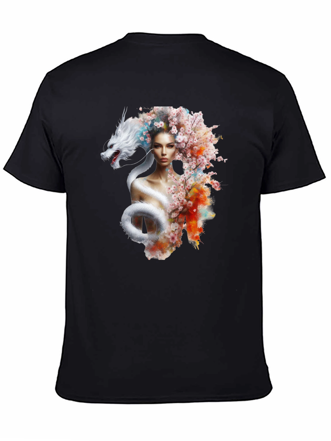 Dragon Woman Graphic Tee - Stylish Black T-Shirt