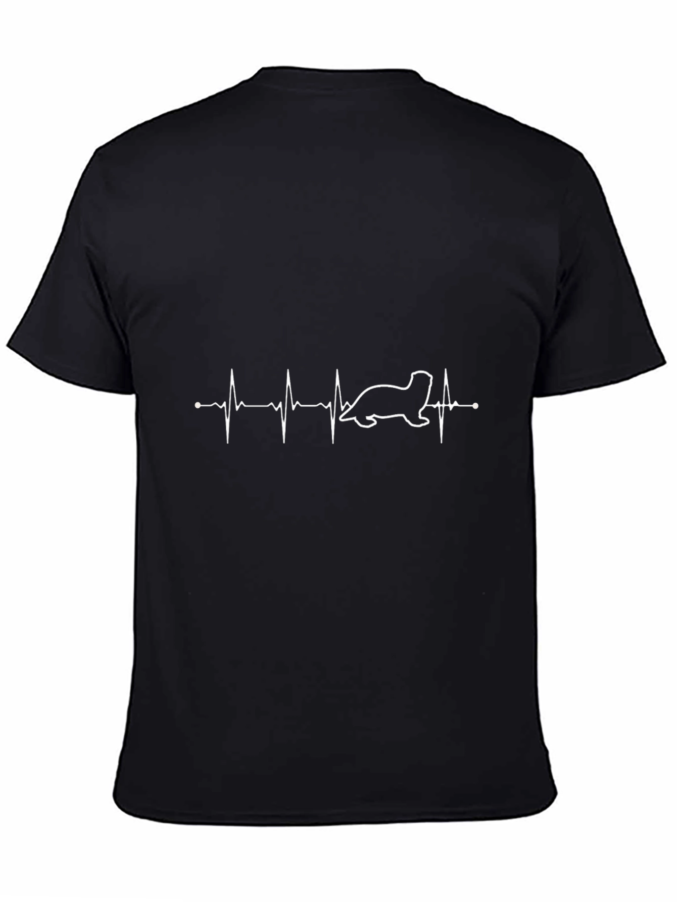 Otter Heartbeat T-Shirt - Black Crew Neck