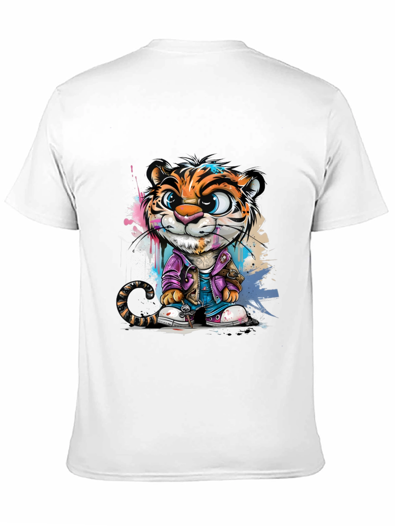 Cartoon Tiger Graphic Tee - Stylish Black T-Shirt