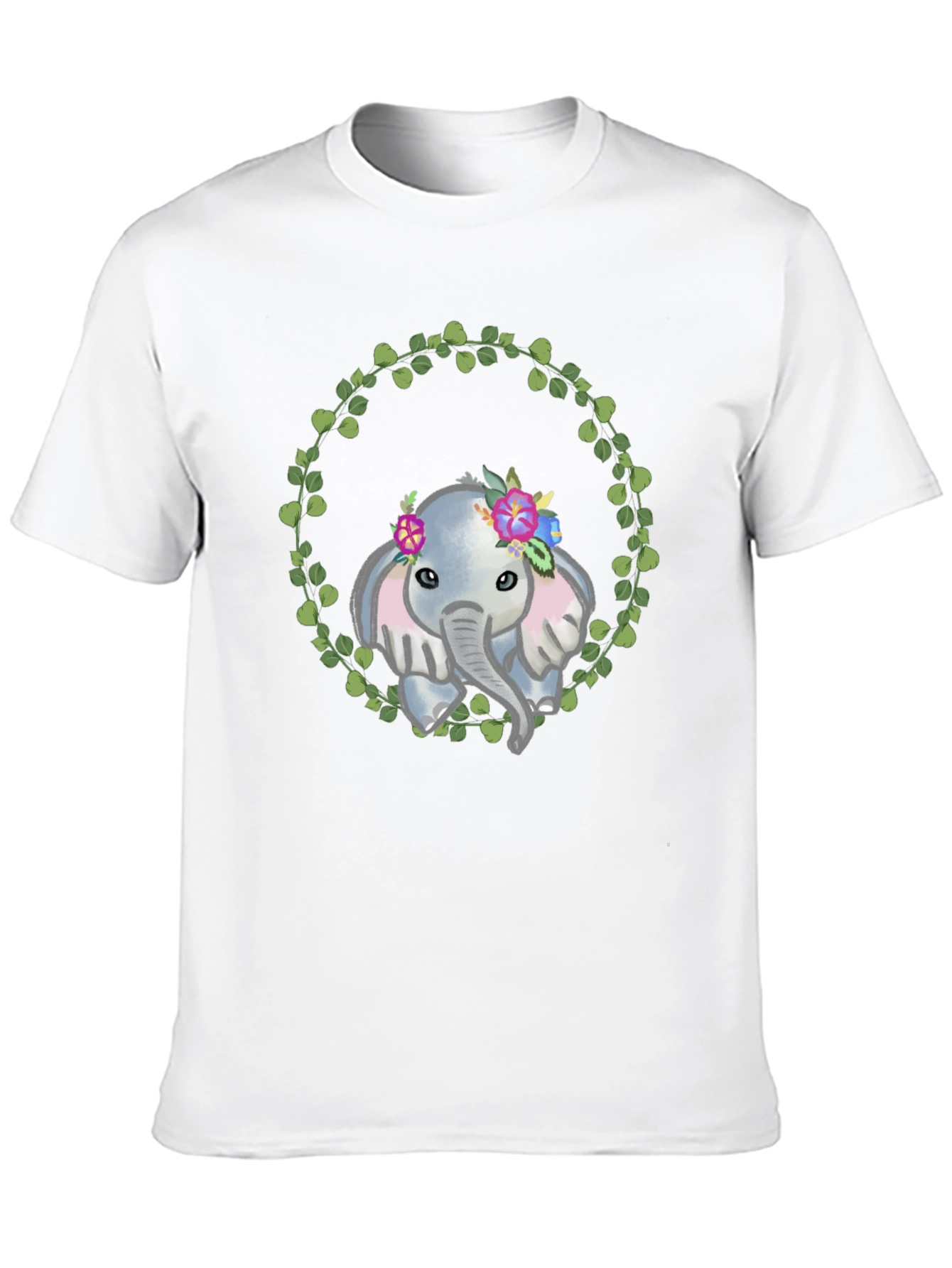 Elephant Floral Wreath Graphic Tee