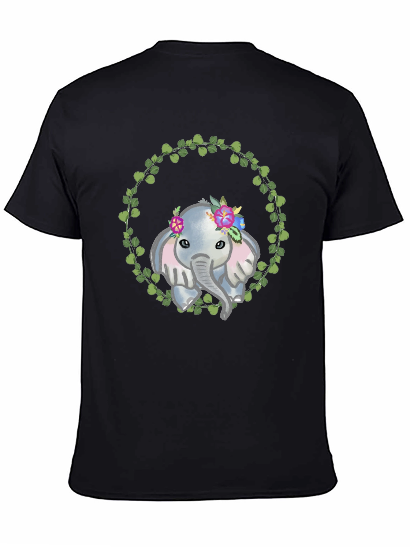 Elephant Floral Wreath Graphic Tee