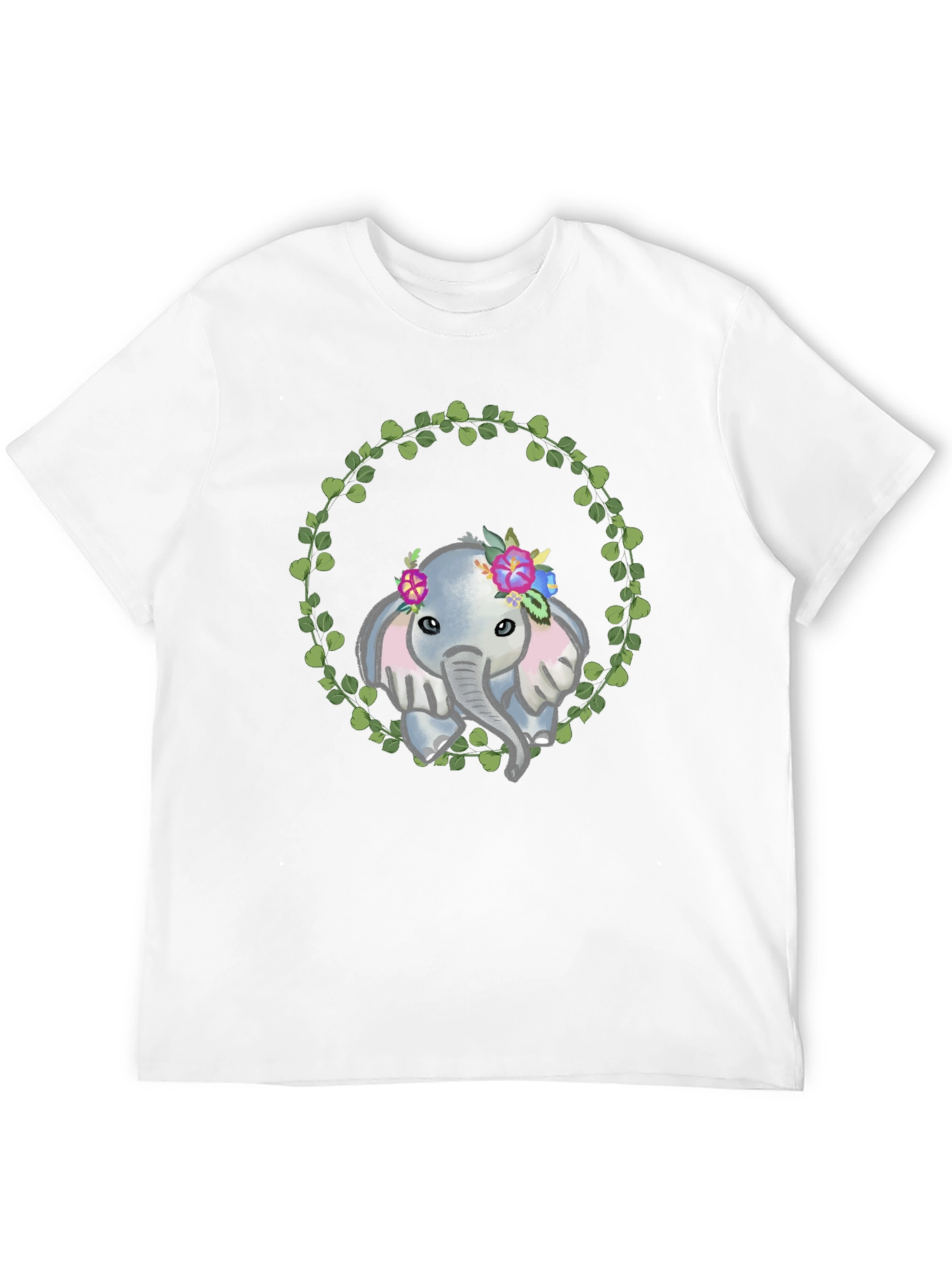 Elephant Floral Wreath Graphic Tee