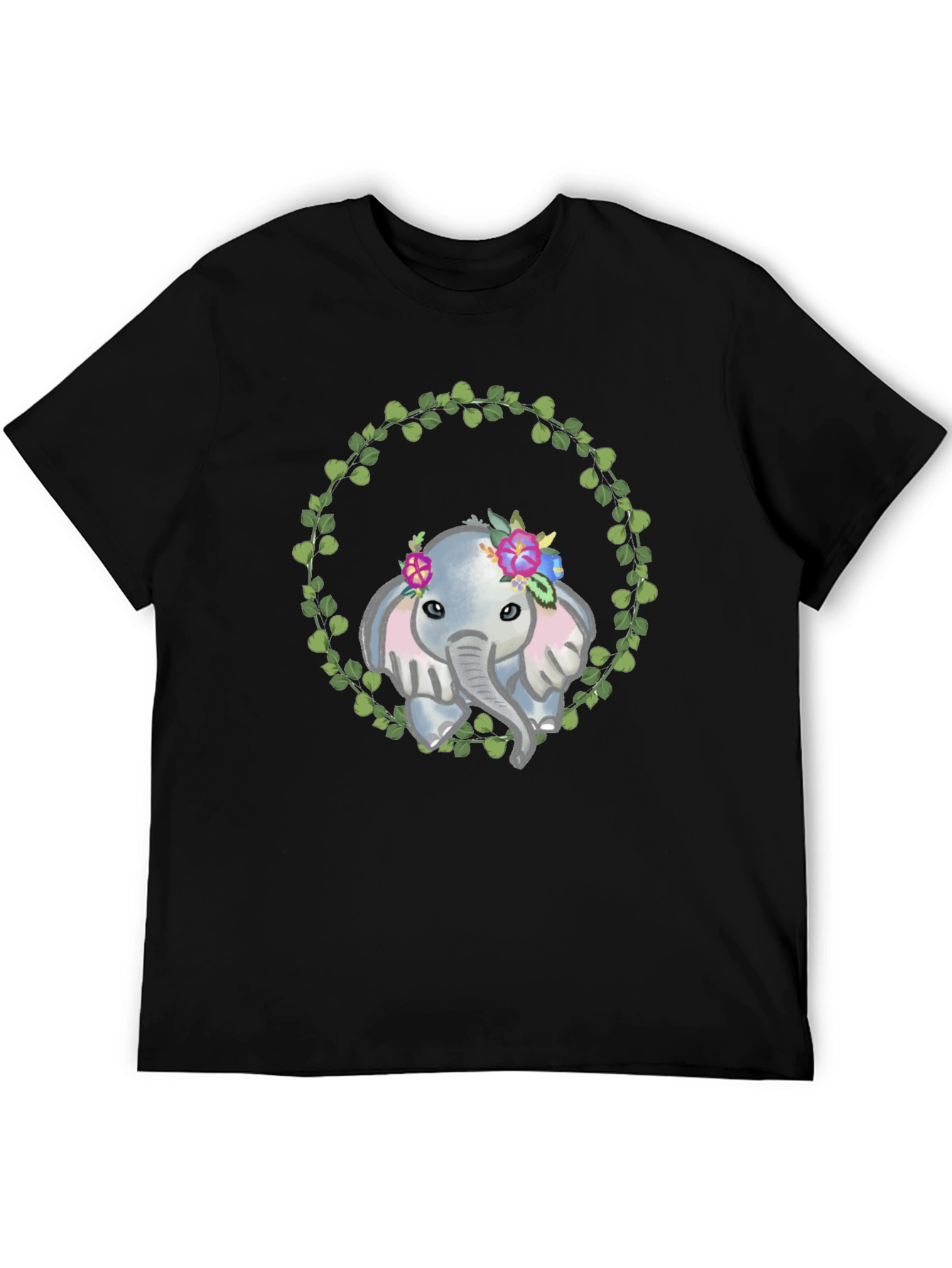 Elephant Floral Wreath Graphic Tee