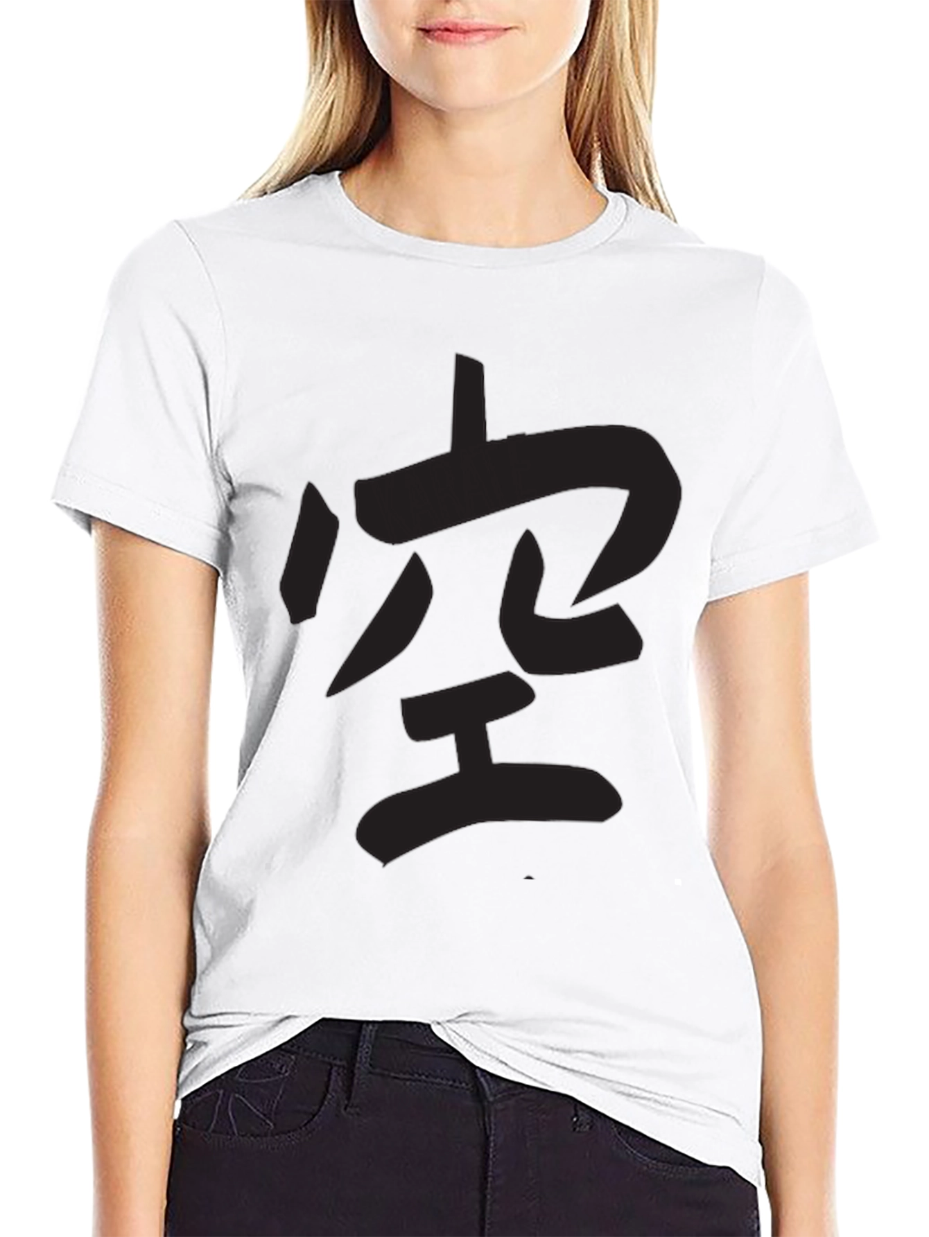 Mens Black T-Shirt with Japanese Kanji Print
