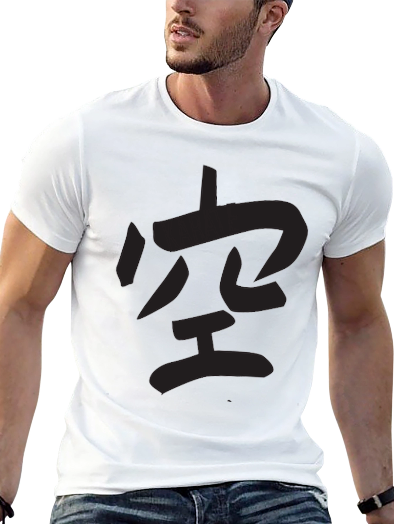 Mens Black T-Shirt with Japanese Kanji Print