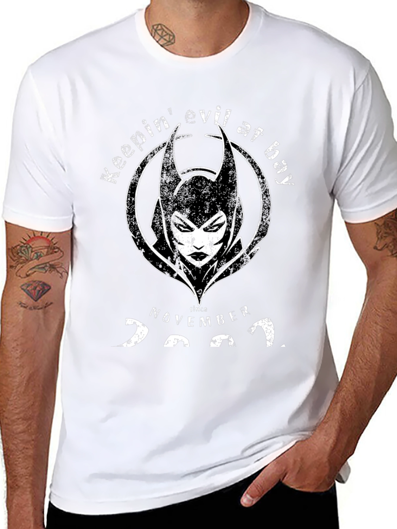 Keeping Evil at Bay Novelty Graphic T-Shirt