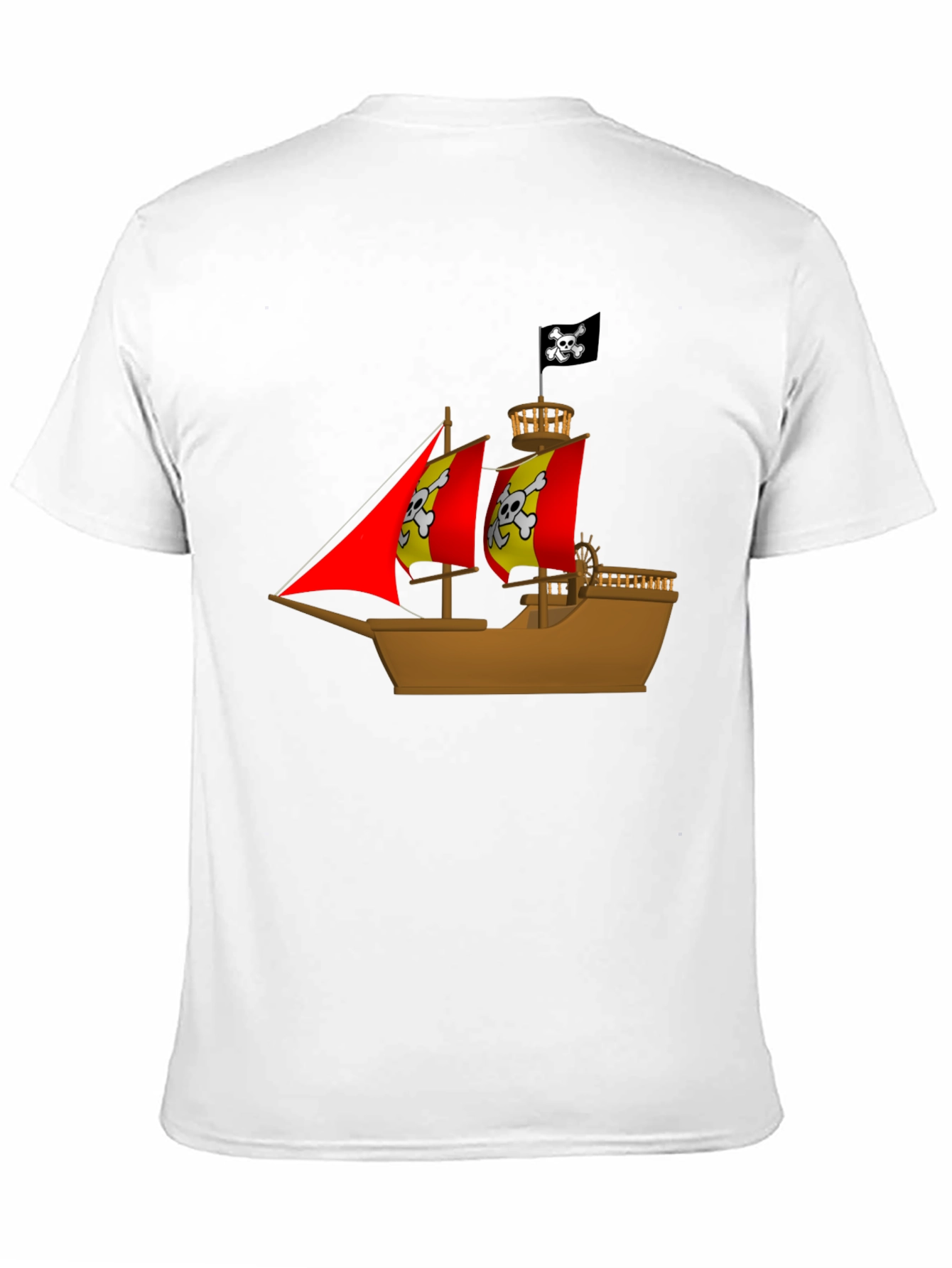 Pirate Ship Graphic T-Shirt - Black Cotton Tee