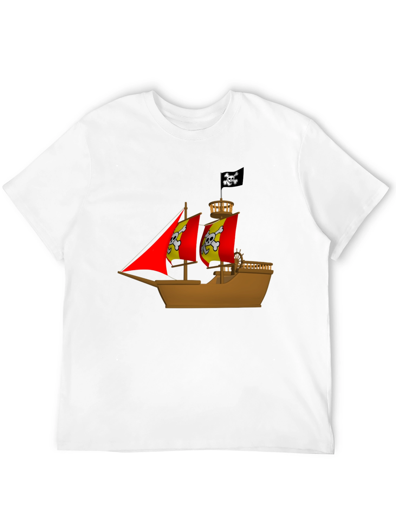 Pirate Ship Graphic T-Shirt - Black Cotton Tee