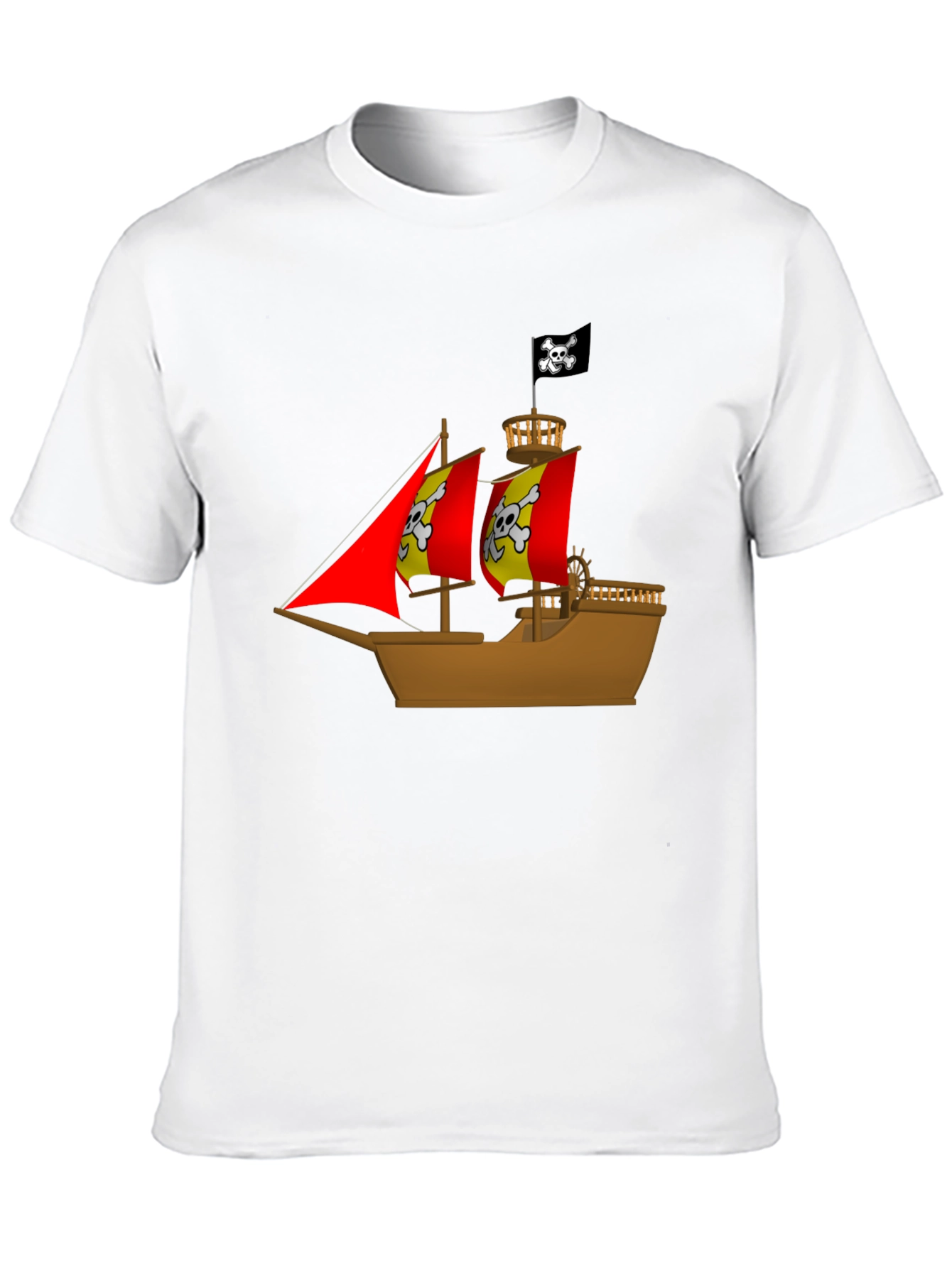 Pirate Ship Graphic T-Shirt - Black Cotton Tee