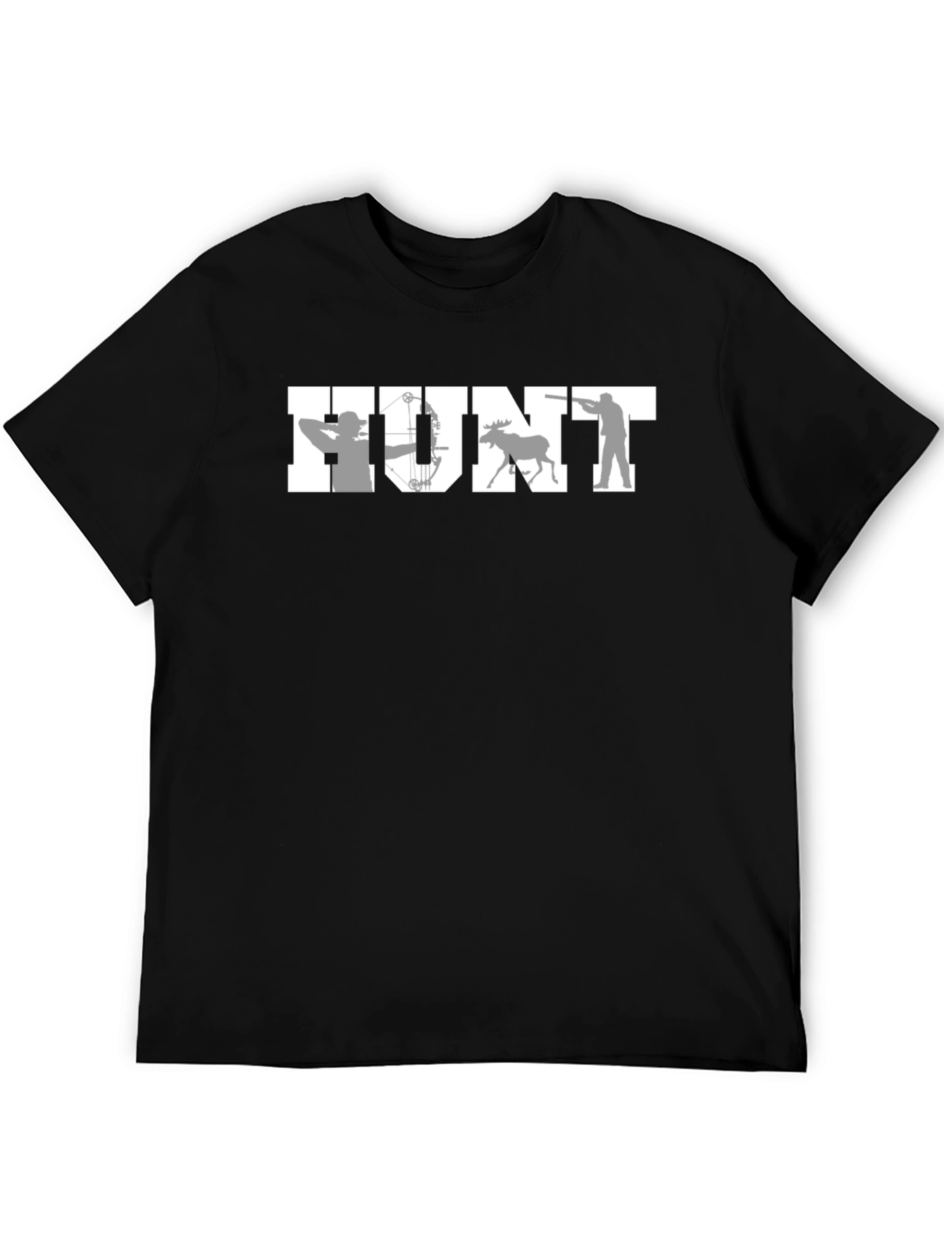 HUNT Graphic T-Shirt Hunting Bow Moose Rifle Tee