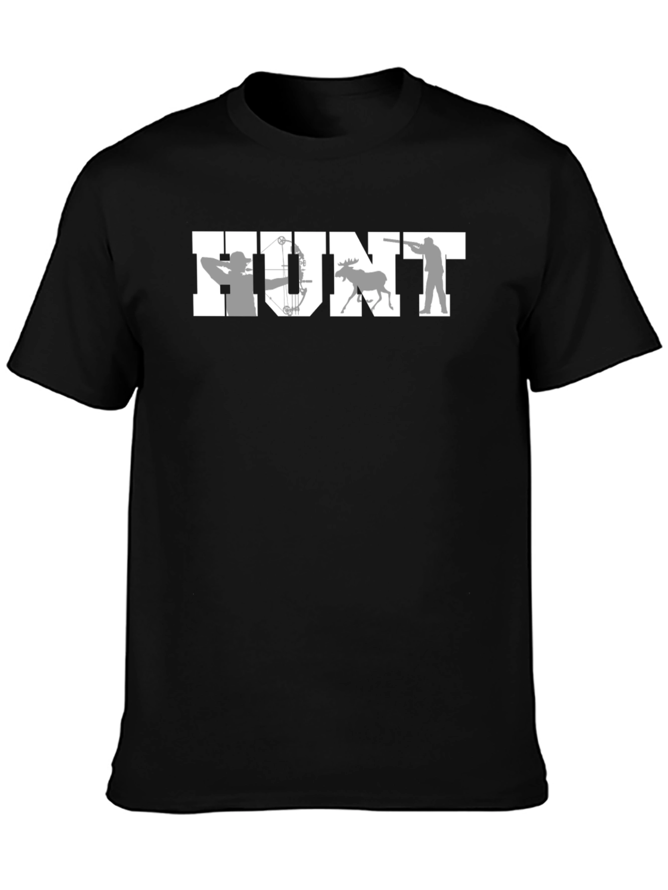 HUNT Graphic T-Shirt Hunting Bow Moose Rifle Tee